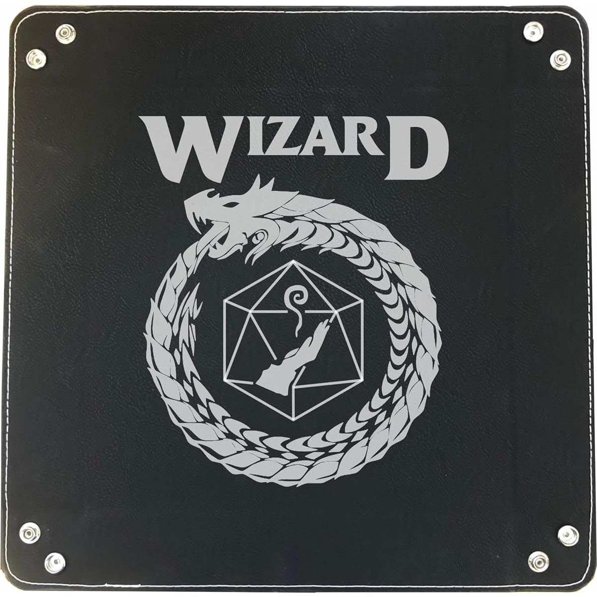 Bandeja de Dados DND Grabada en Cuero Sintético Negro 32.7cm