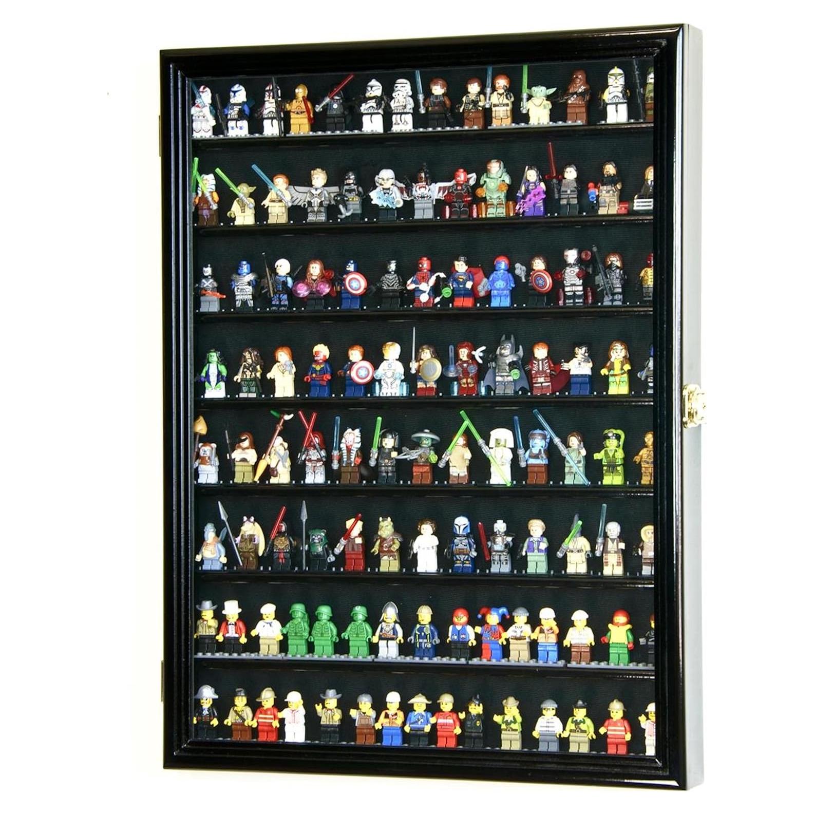 Gabinete de Exhibición para 110+ Mini Figuras Negro - Madera de Haya