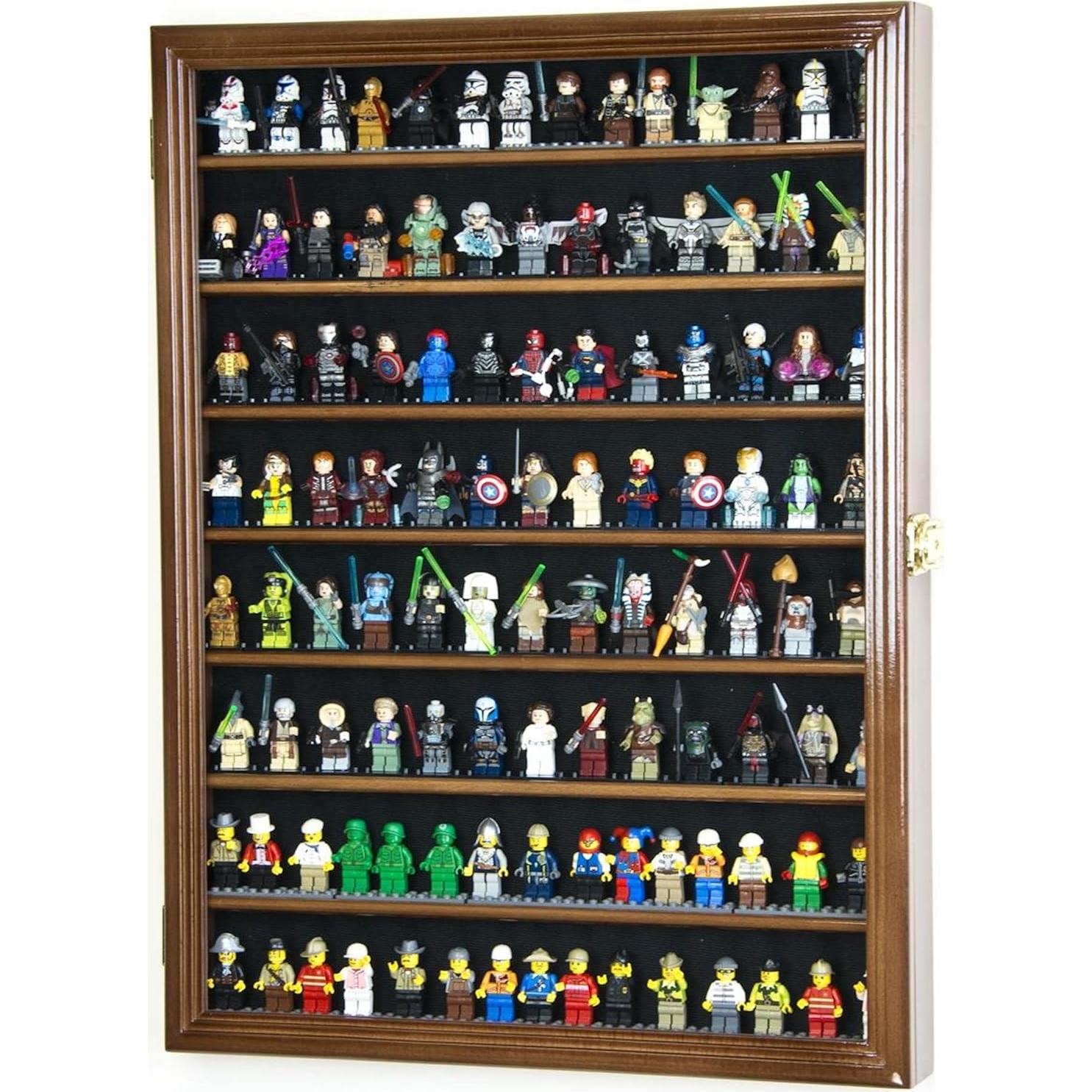 Gabinete de Exhibición para 110+ Mini Figuras Negro - Madera de Haya
