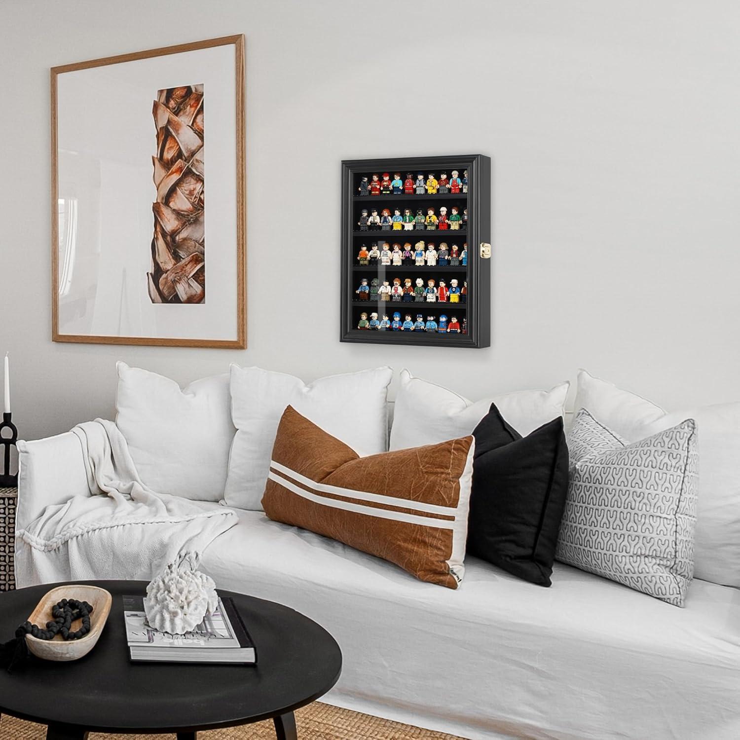 Minifigures Dimensions Display Case Thimble Wall Cabinet LG-CN30 (Black)