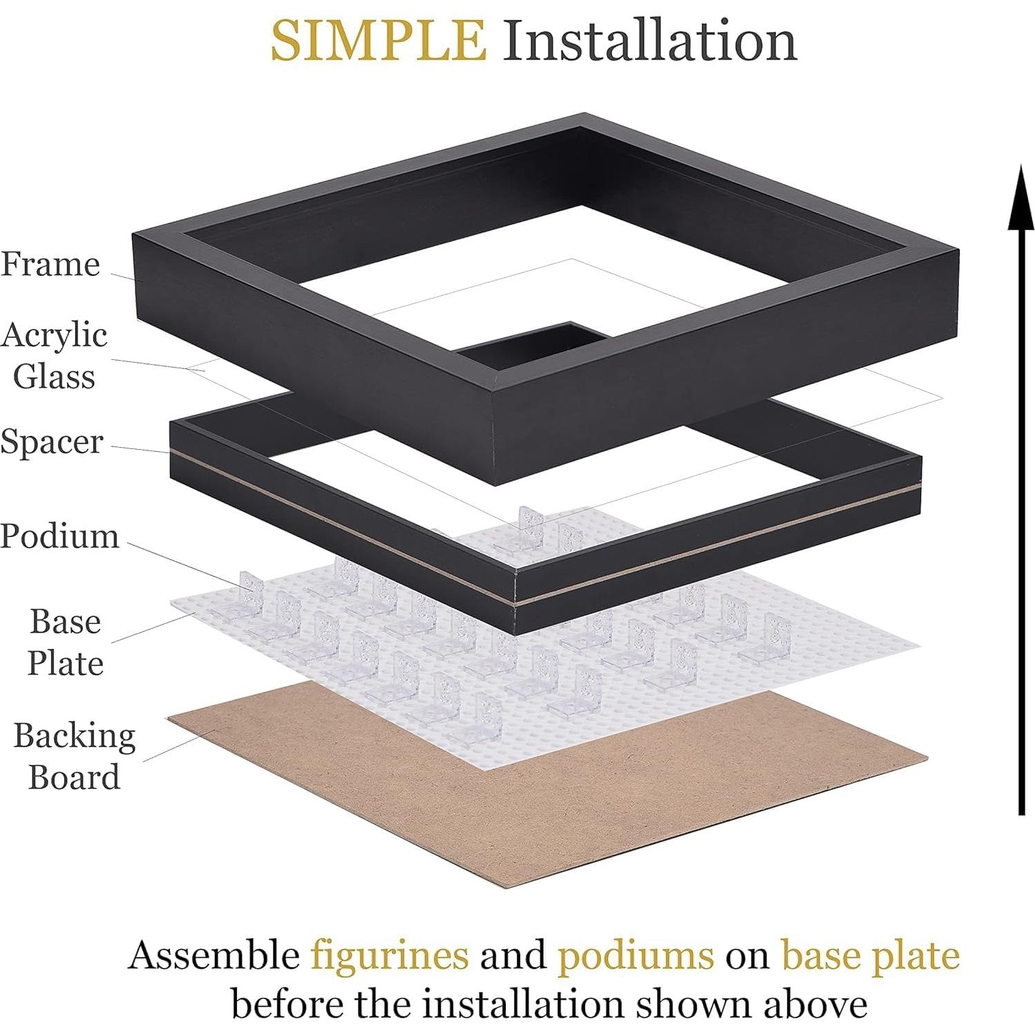 Caja de Exhibición de Minifiguras de Madera Negra 28x28 cm