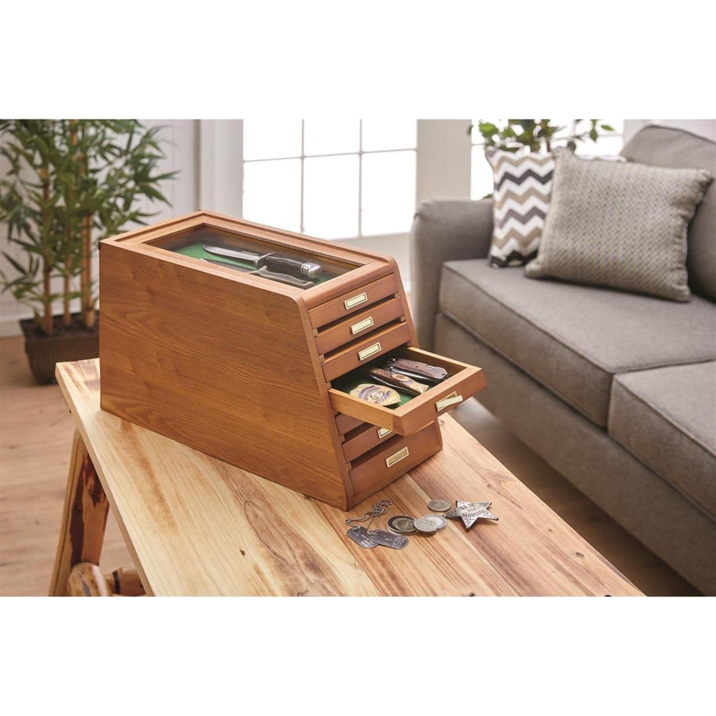 Gabinete de Exhibición CASTLECREEK 7 Cajones Madera Nuez