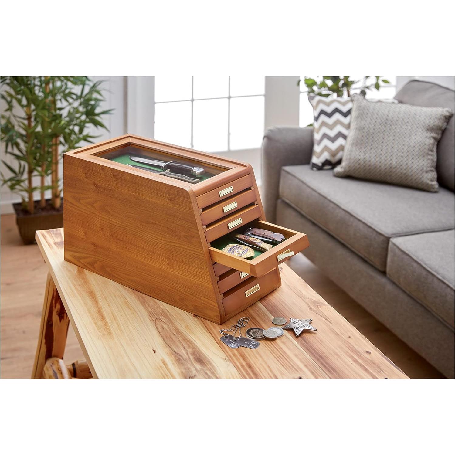 Gabinete de Exhibición CASTLECREEK 7 Cajones Madera Nuez