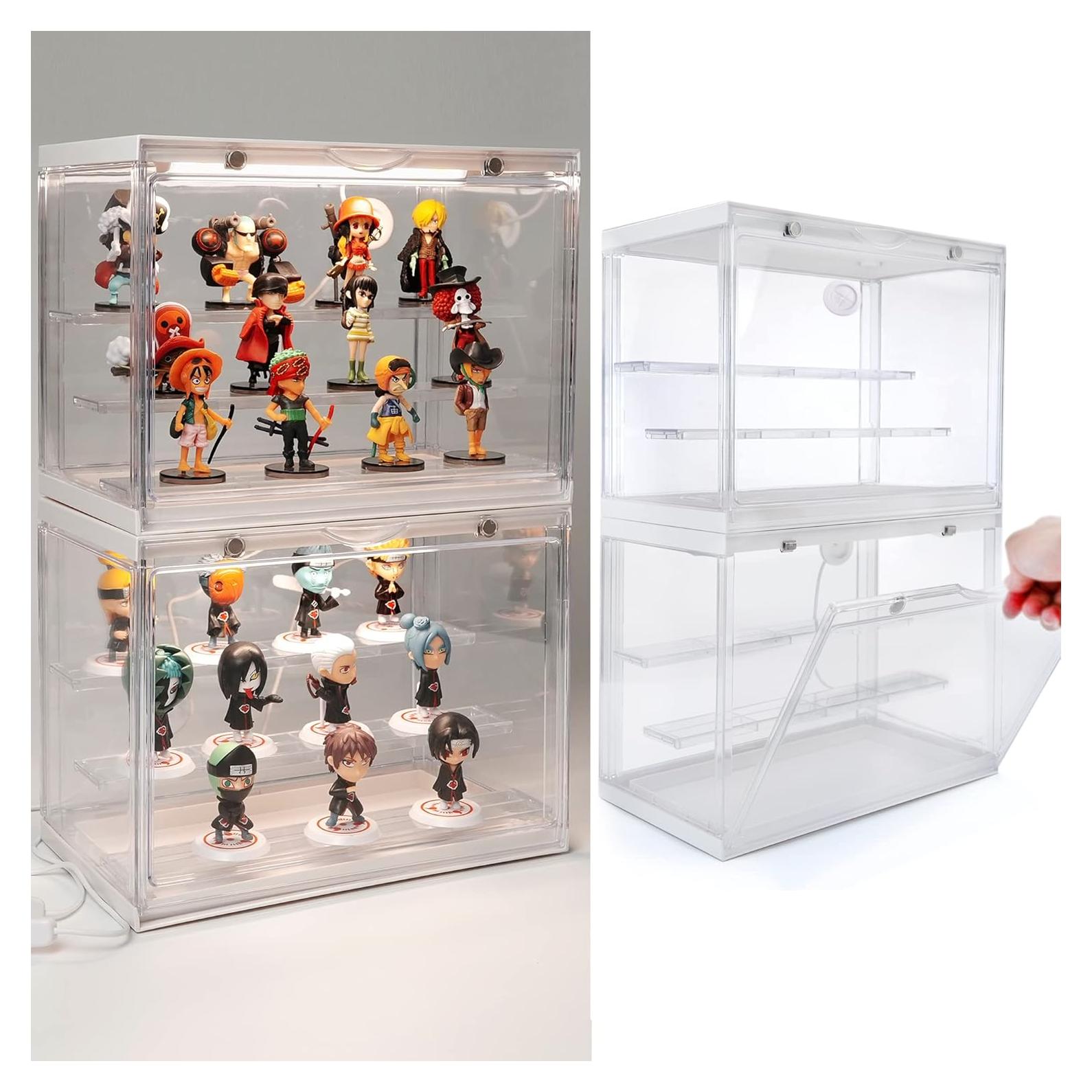 Vitrina para Mini Figuras de Acción Welloux 30x23x17 cm Iluminada