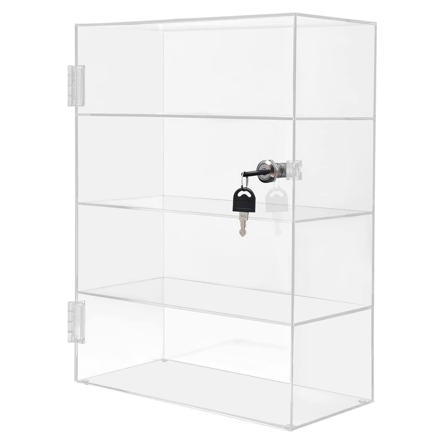 Caja de Exhibición Acrílica Transparente 4 Capas con Cerradura