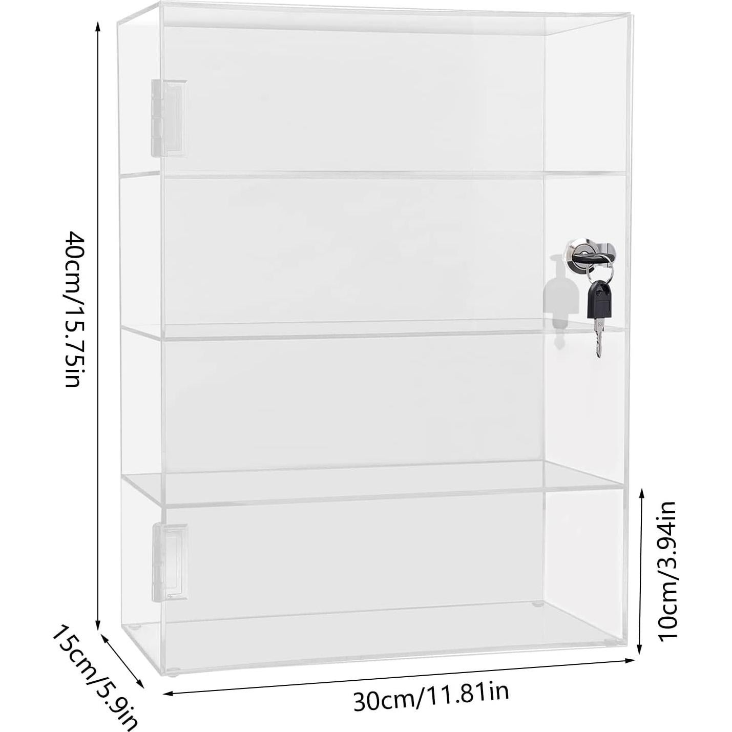 Caja de Exhibición Acrílica Transparente 4 Capas con Cerradura