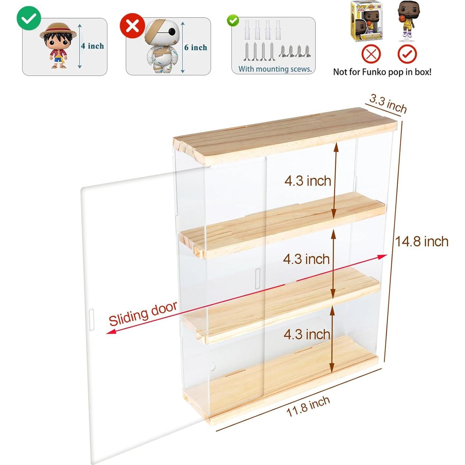 Caja de Exhibición Acrílica DuvinDD 3 Estantes 30x8.4x37.6cm