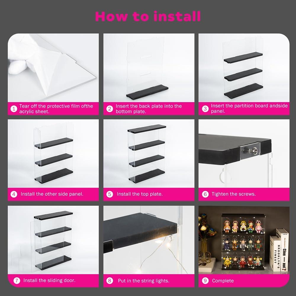 Caja de Exhibición Acrílica DuvinDD 3 Estantes 30x8.4x37.6cm