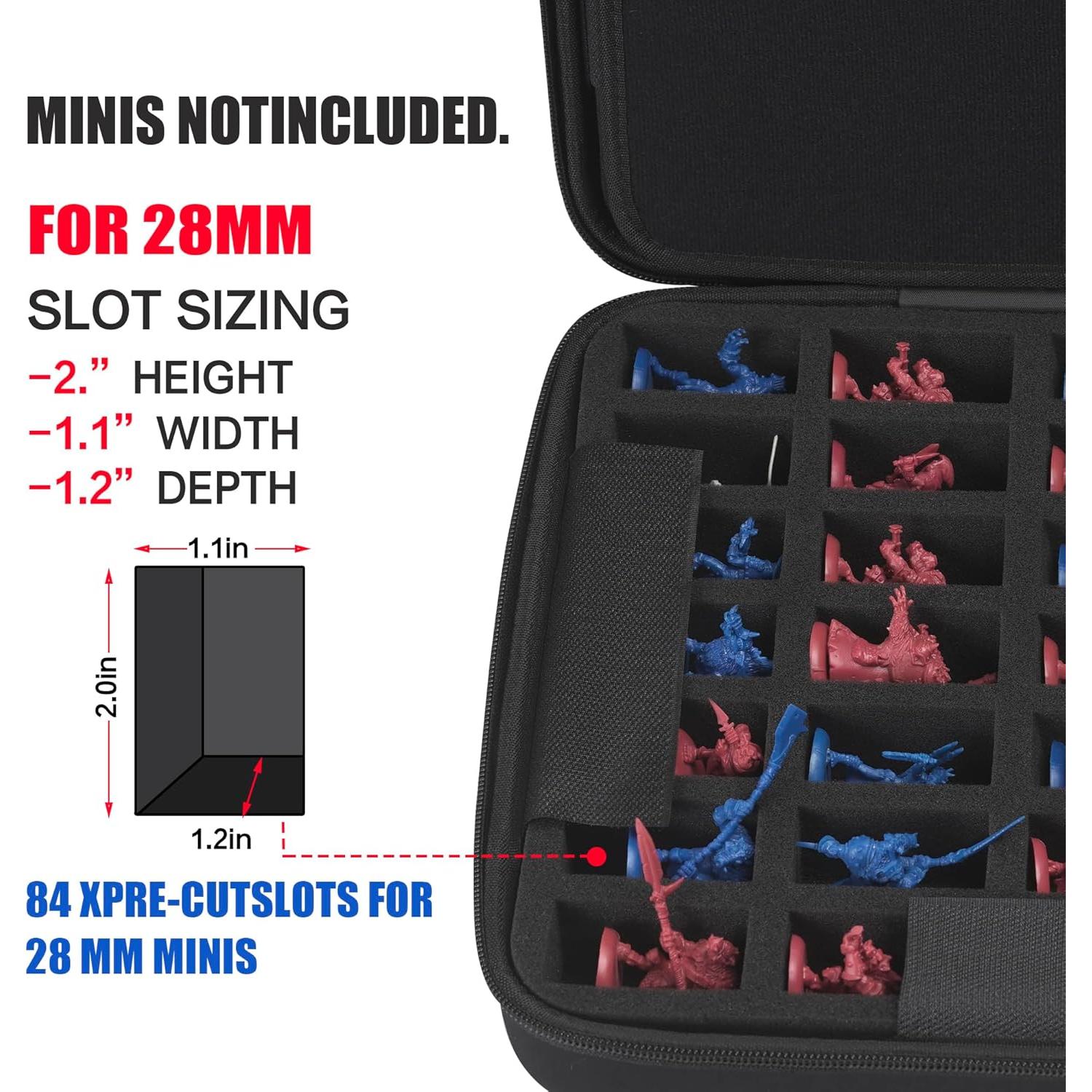 Caja de Transporte para Miniaturas DnD - 84 Ranuras con Espuma