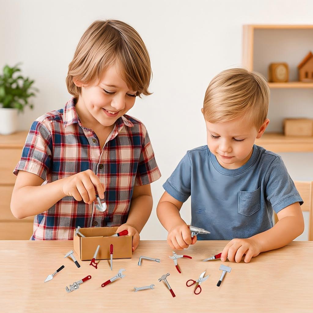 Juego de Herramientas Miniatura GALAOMA 17PCS 1:12 Metal