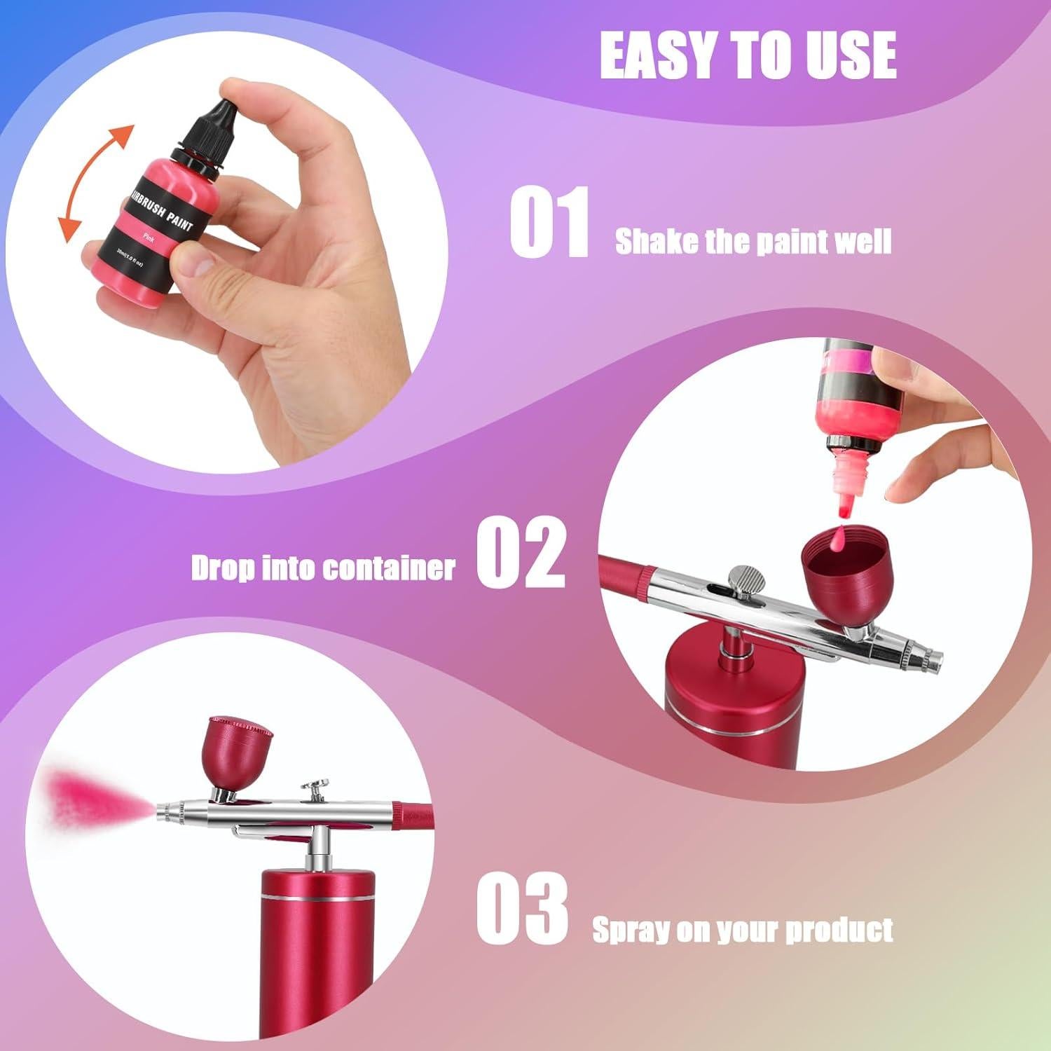 Juego de Pintura con Aerógrafo Ykall 18 Colores Acrílico 29.57 ml