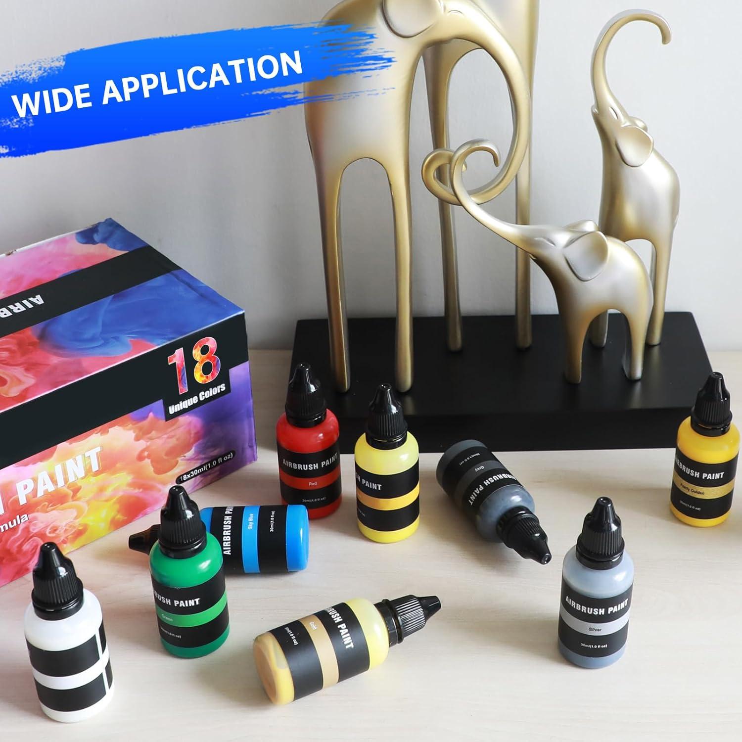 Juego de Pintura con Aerógrafo Ykall 18 Colores Acrílico 29.57 ml