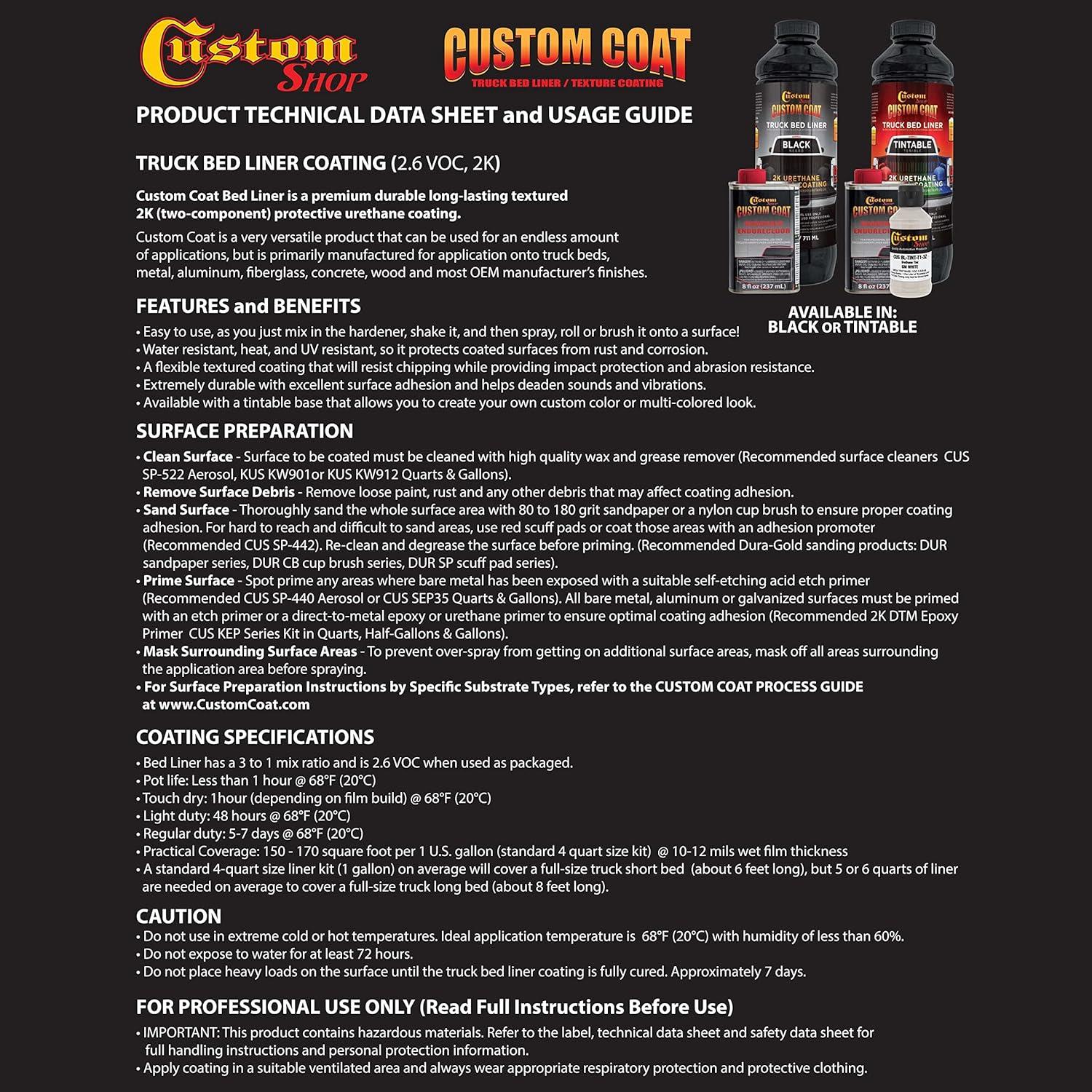 Kit de recubrimiento poliuretano Custom Coat 0.25 galones blanco