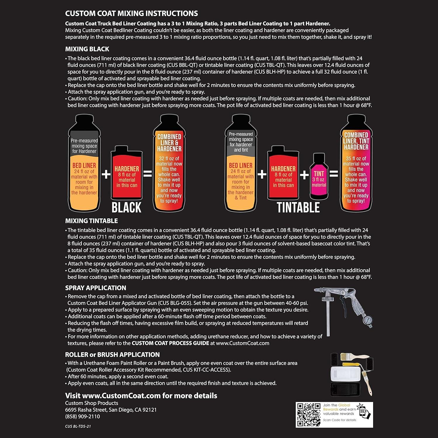 Kit de recubrimiento poliuretano Custom Coat 0.25 galones blanco