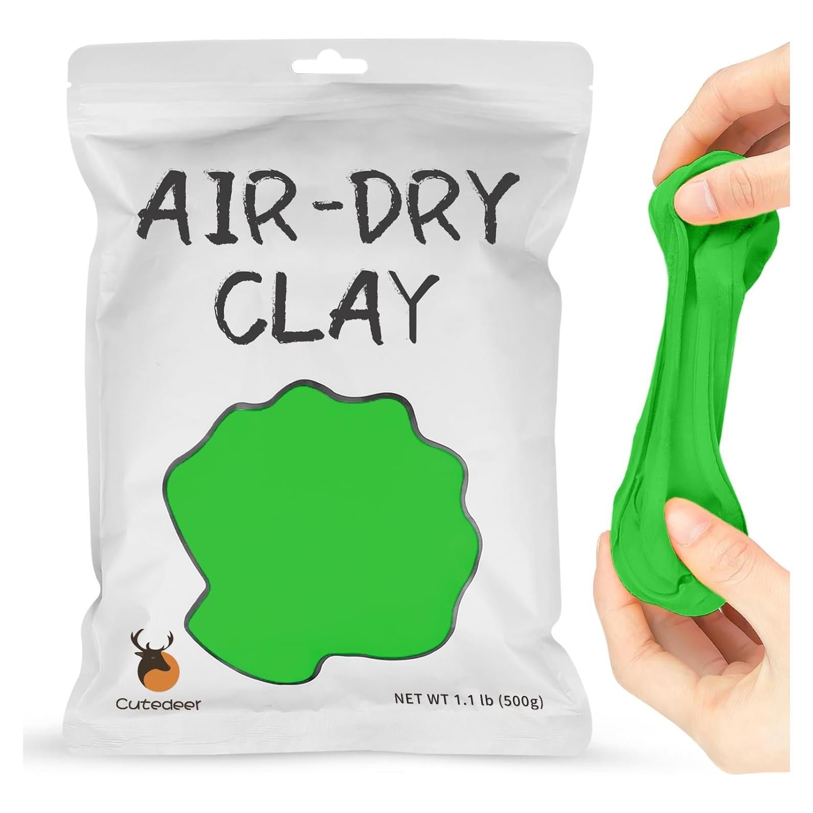 Arcilla Secada al Aire Cutedeer Verde 500g - Suave y No Tóxica