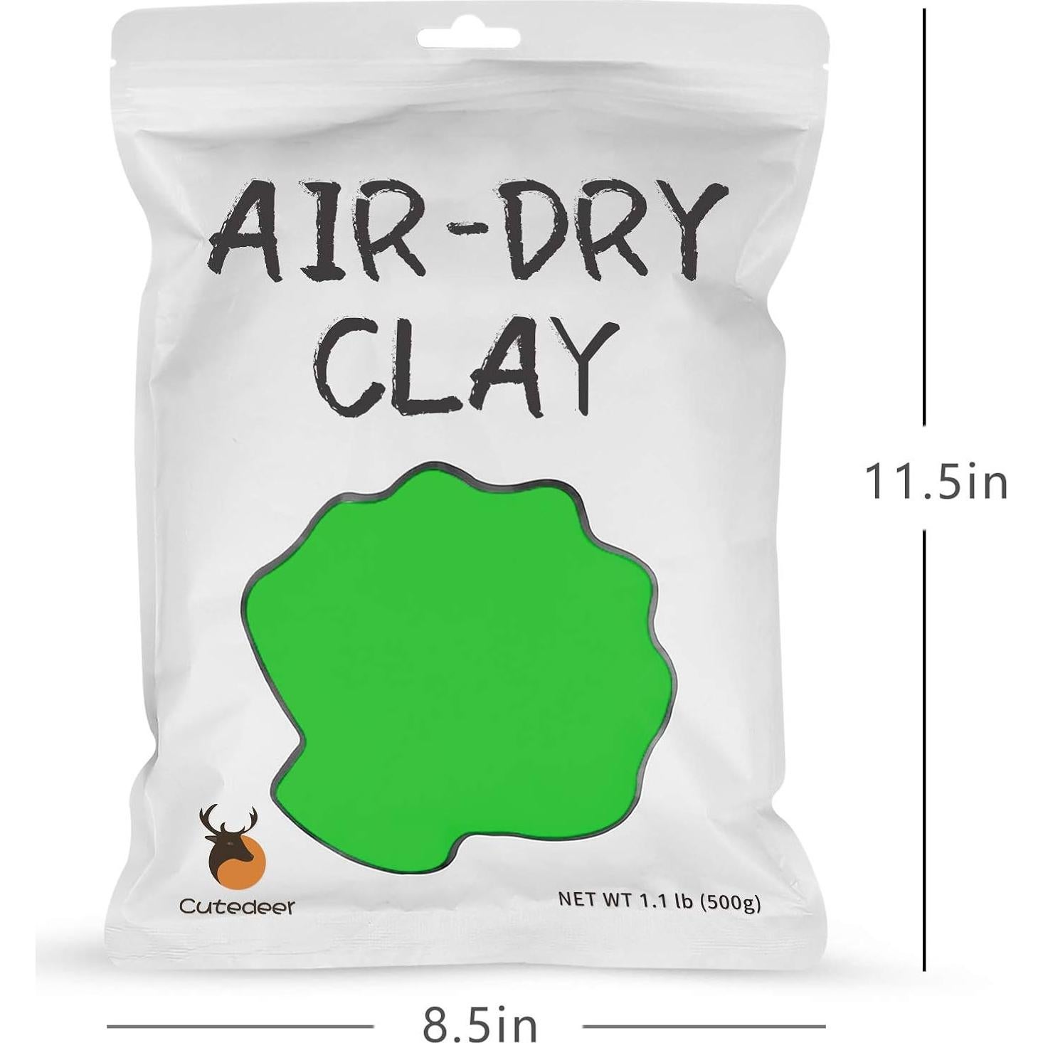 Arcilla Secada al Aire Cutedeer Verde 500g - Suave y No Tóxica