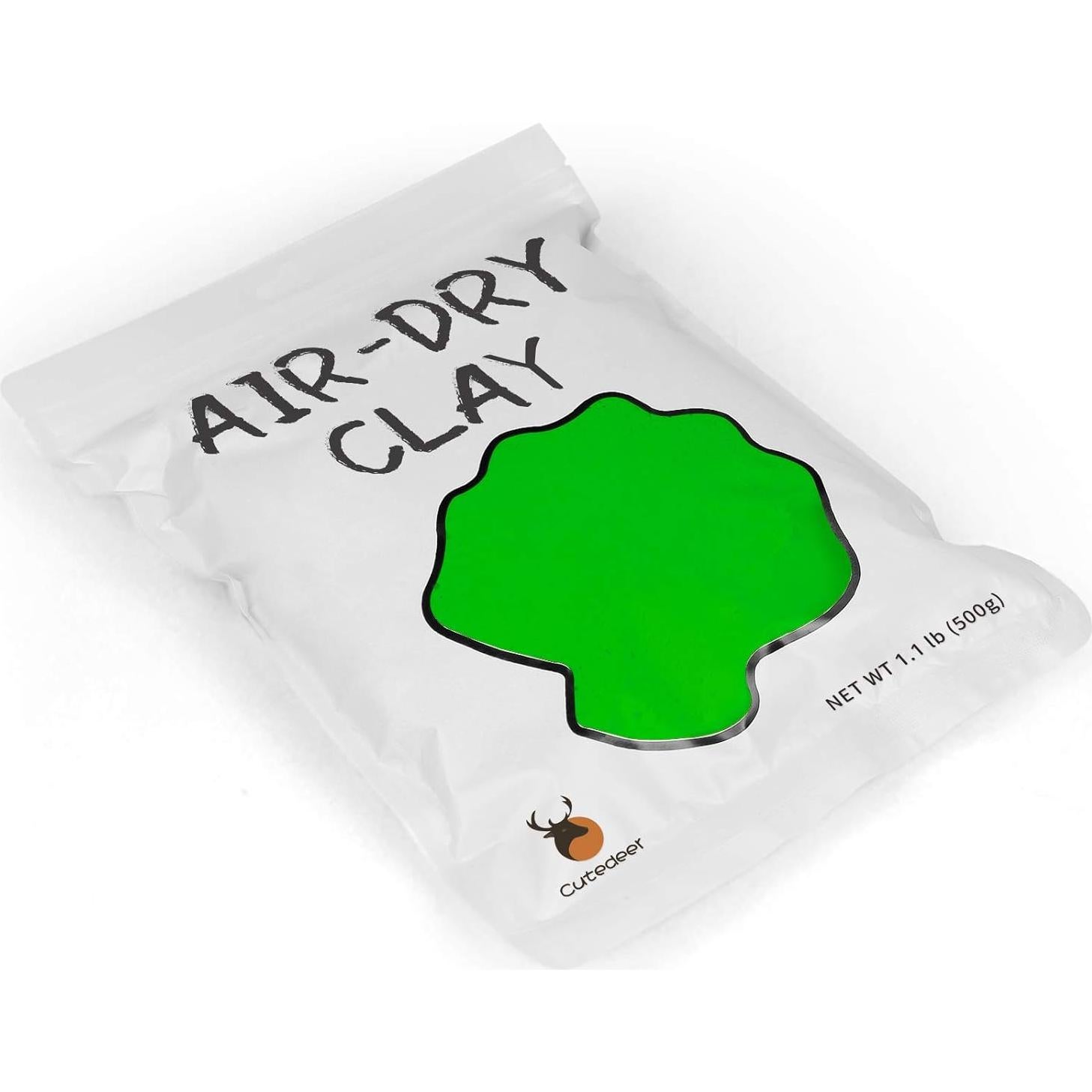 Arcilla Secada al Aire Cutedeer Verde 500g - Suave y No Tóxica