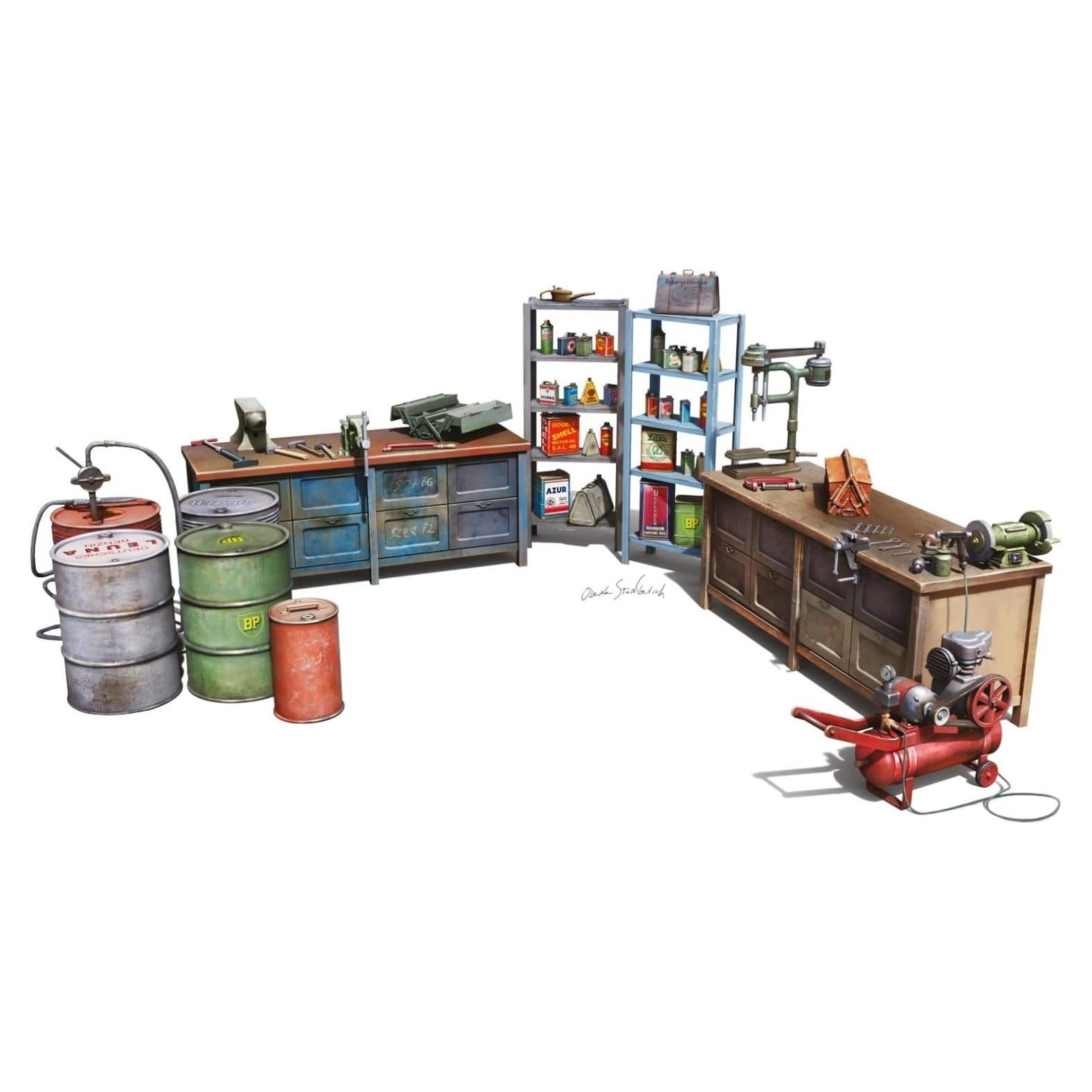 Kit de Modelo Taller de Garaje MiniArt 1:48 Detallado