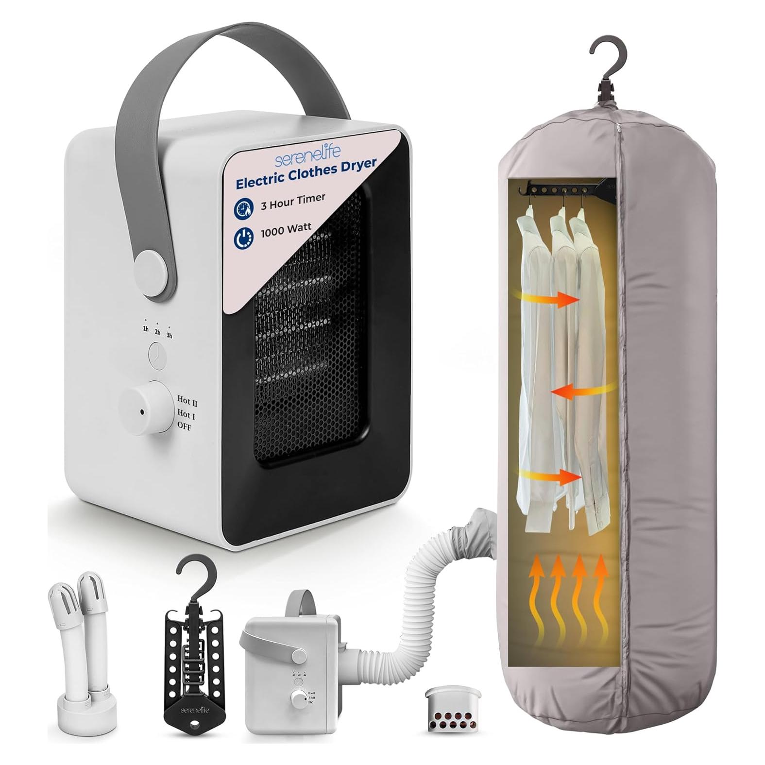 Secadora de Ropa Eléctrica Portátil SereneLife 1000W Multifuncional