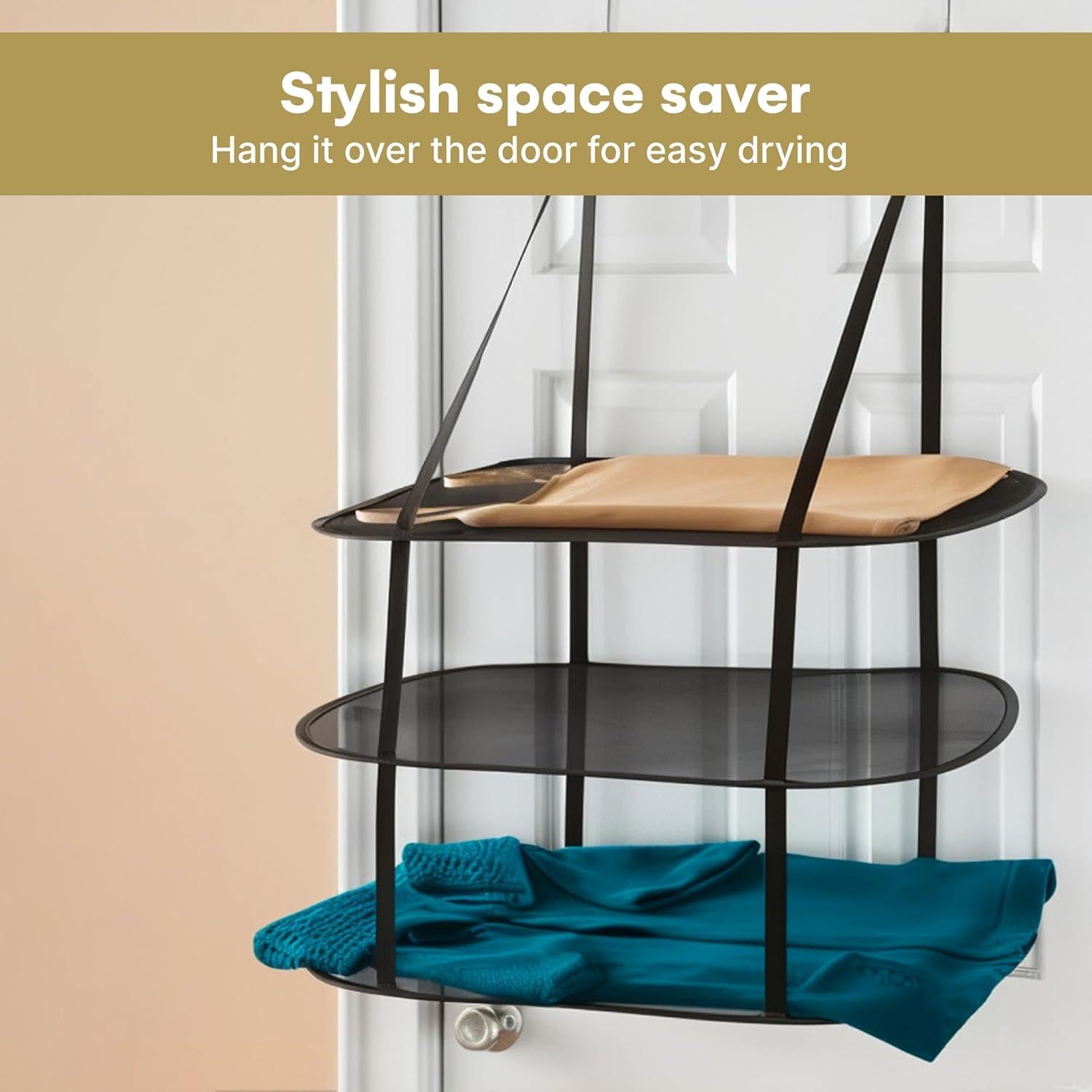 Estante Plegable Greenco 3 Niveles para Colgar en Puerta - Negro