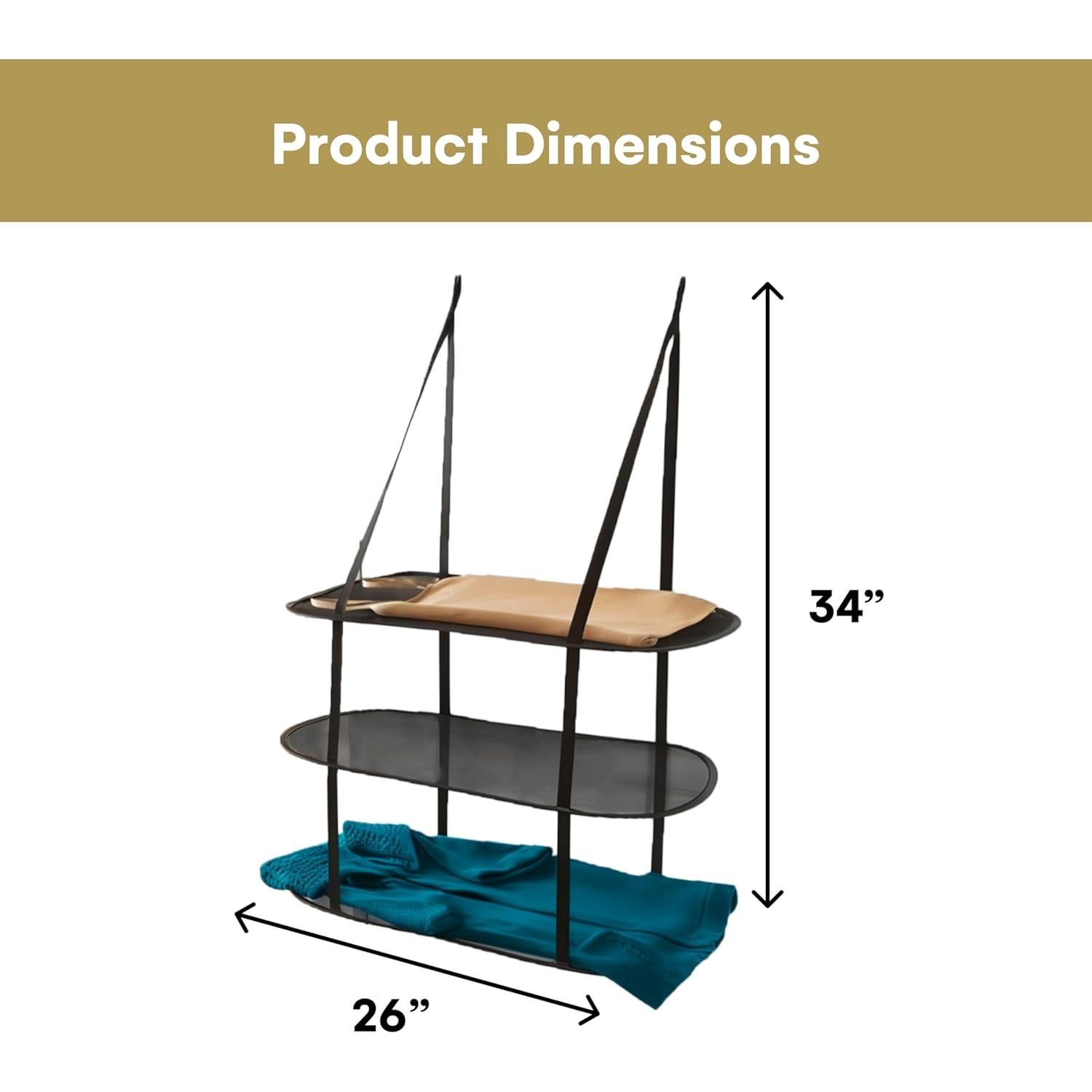 Estante Plegable Greenco 3 Niveles para Colgar en Puerta - Negro