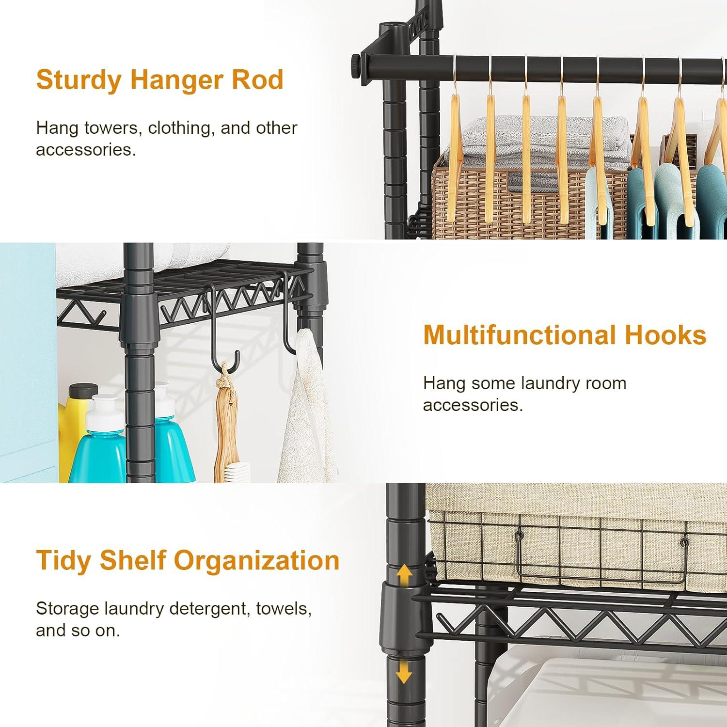 Estante de Lavandería ULIFHOME U14 Negro 4 Niveles Ajustable