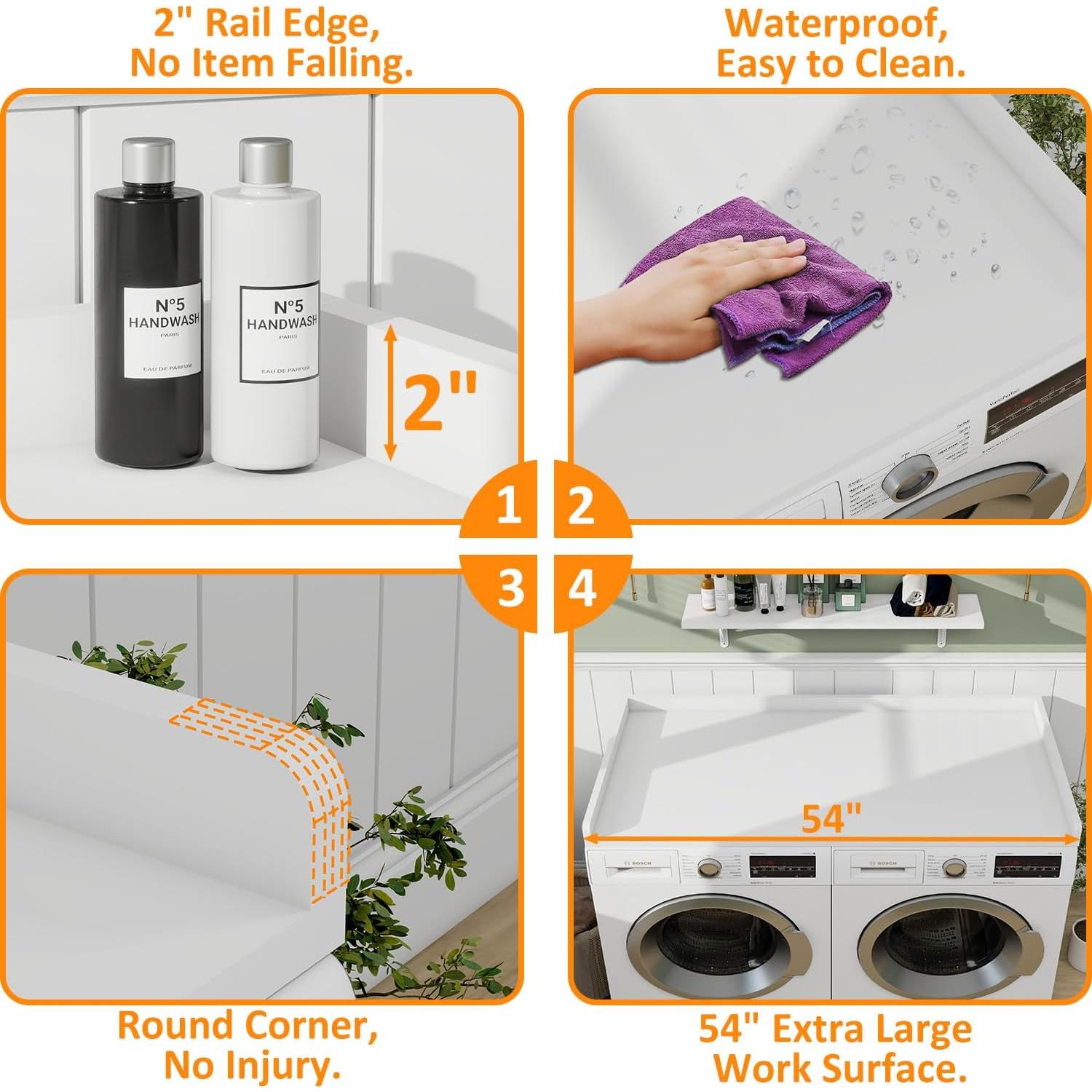 Encimera para Lavadora y Secadora vomavex 137.2 cm Blanco