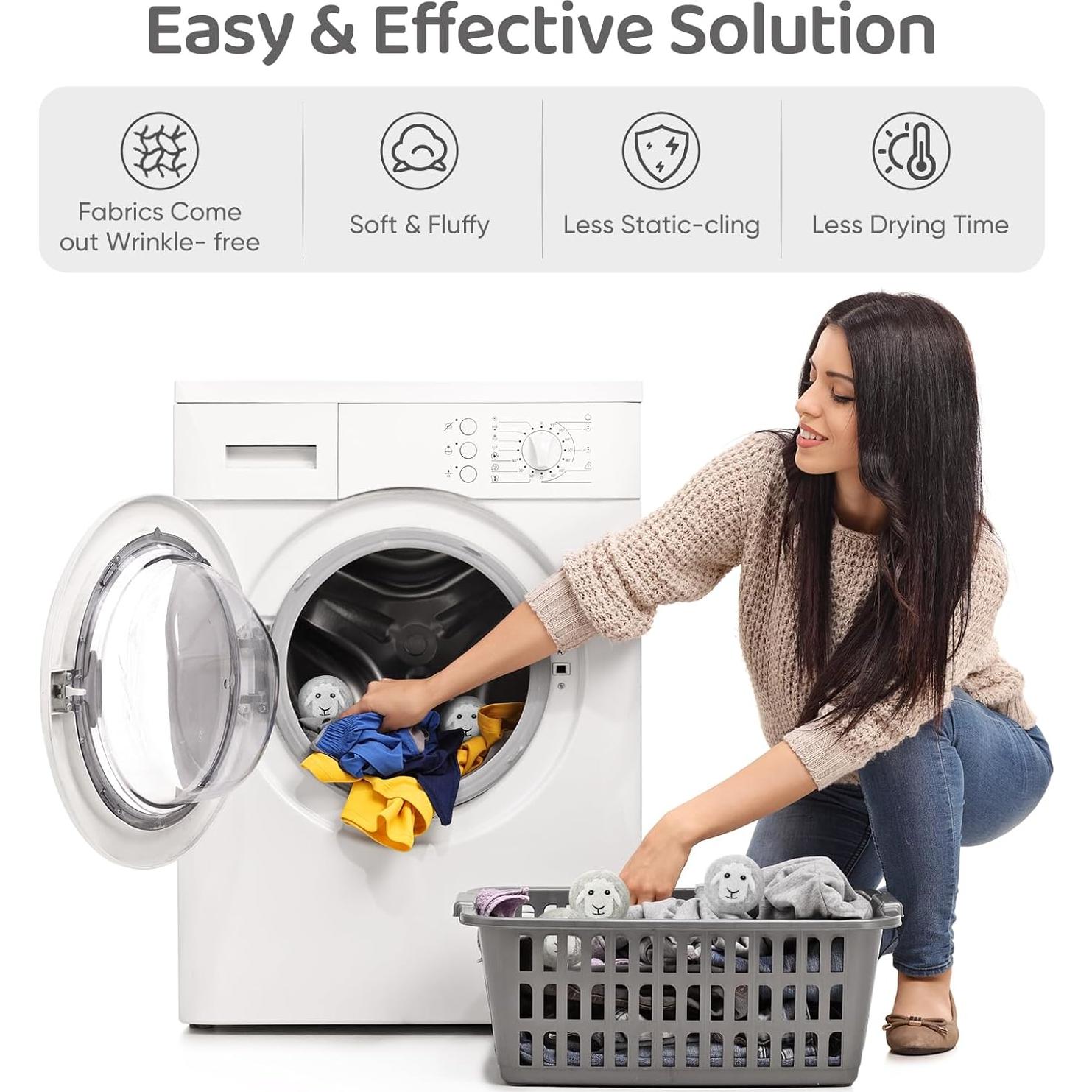 Bolas de Secadora de Lana Anpilipala 6 Piezas Gris Ecológicas