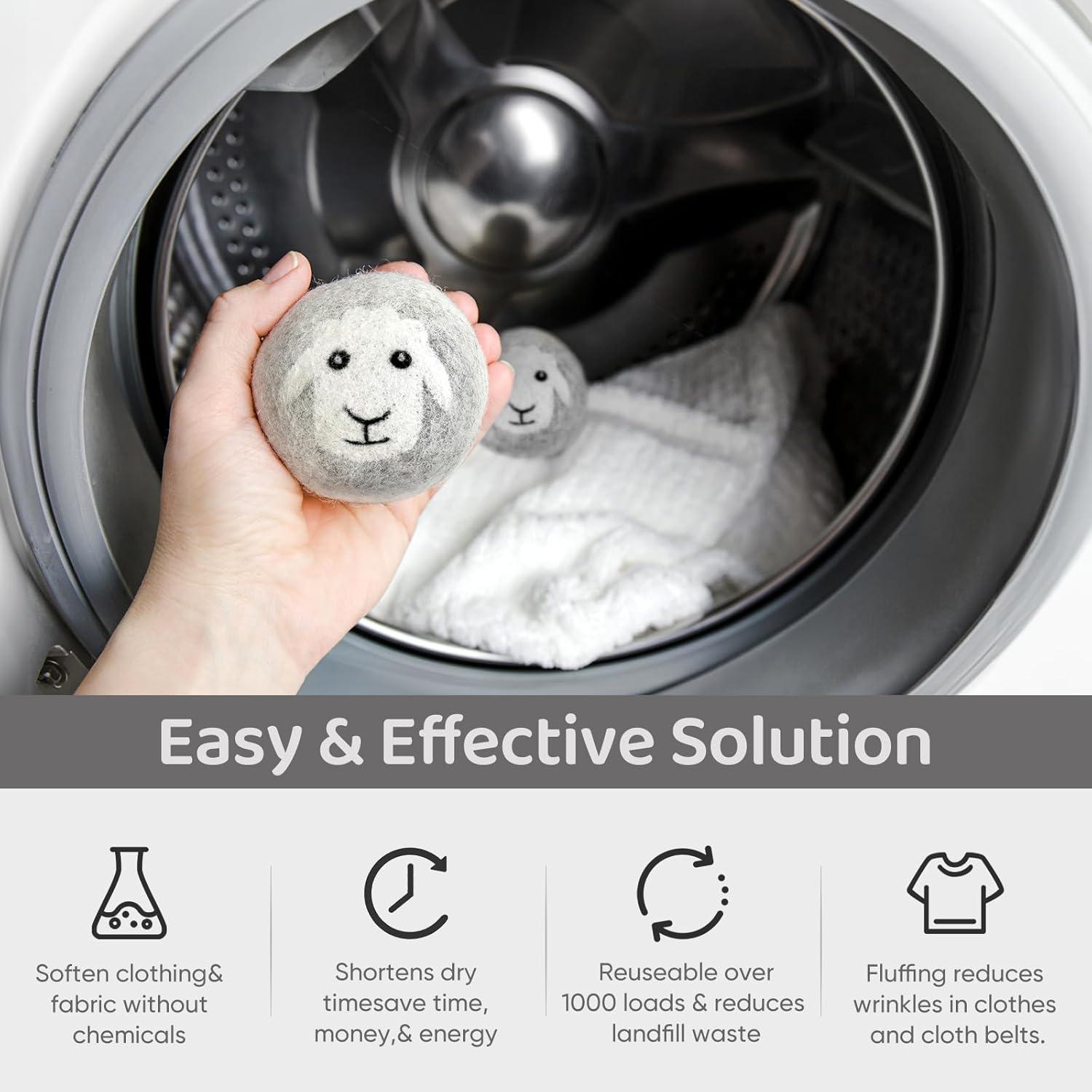 Bolas de Secadora de Lana Anpilipala 6 Piezas Gris Ecológicas