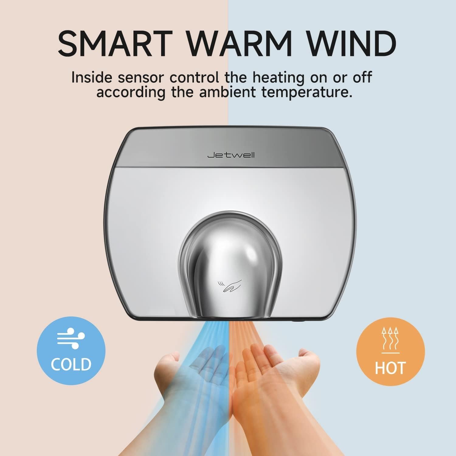 Secador de Manos Automático JETWELL JW2830 Acero Inoxidable 110V