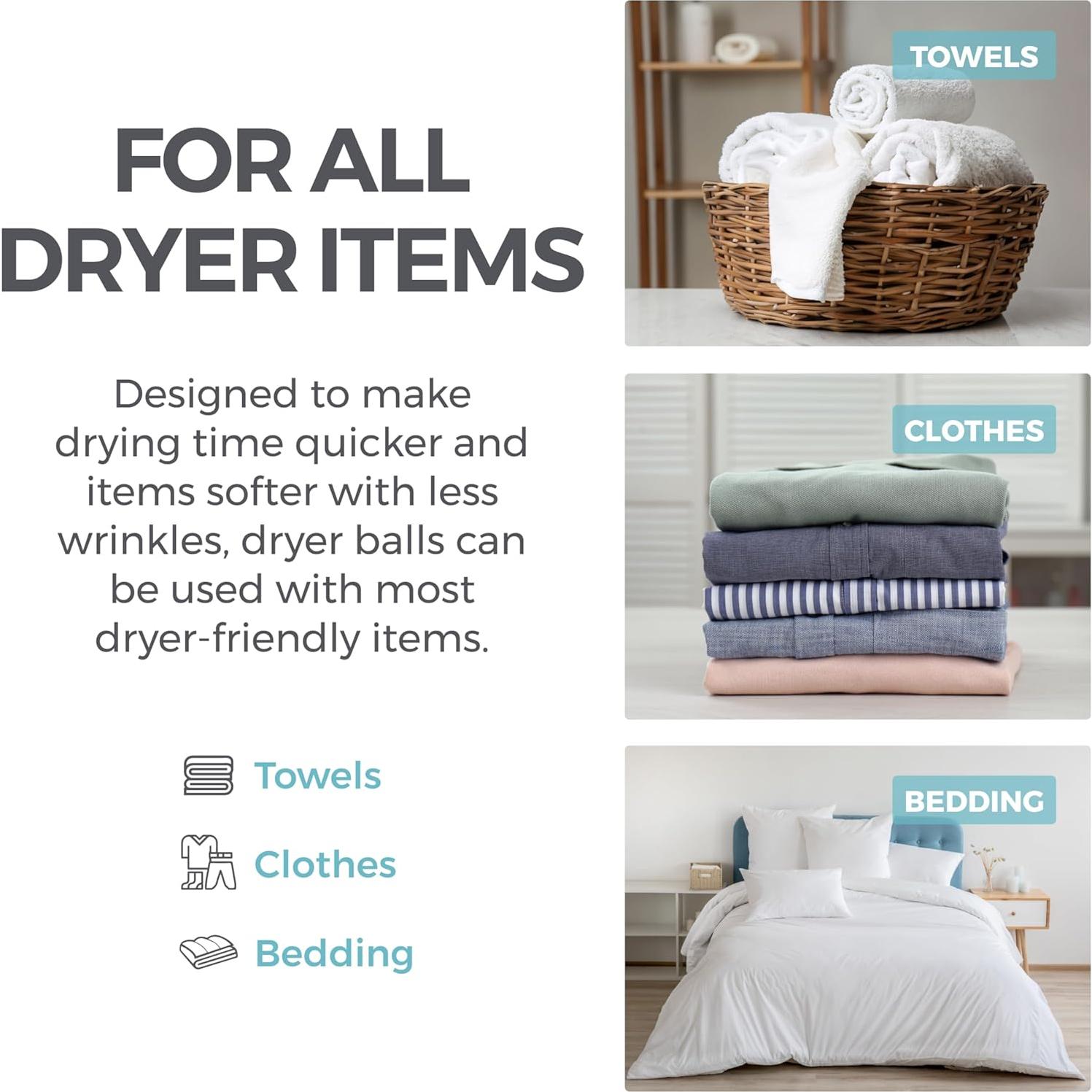 Bolas de Secado de Lana HOME GENIE XL 6 Pzas Antiestáticas