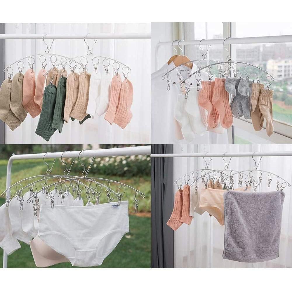 Perchero con 10 Clips WudTus Acero Inoxidable 4 Paquete