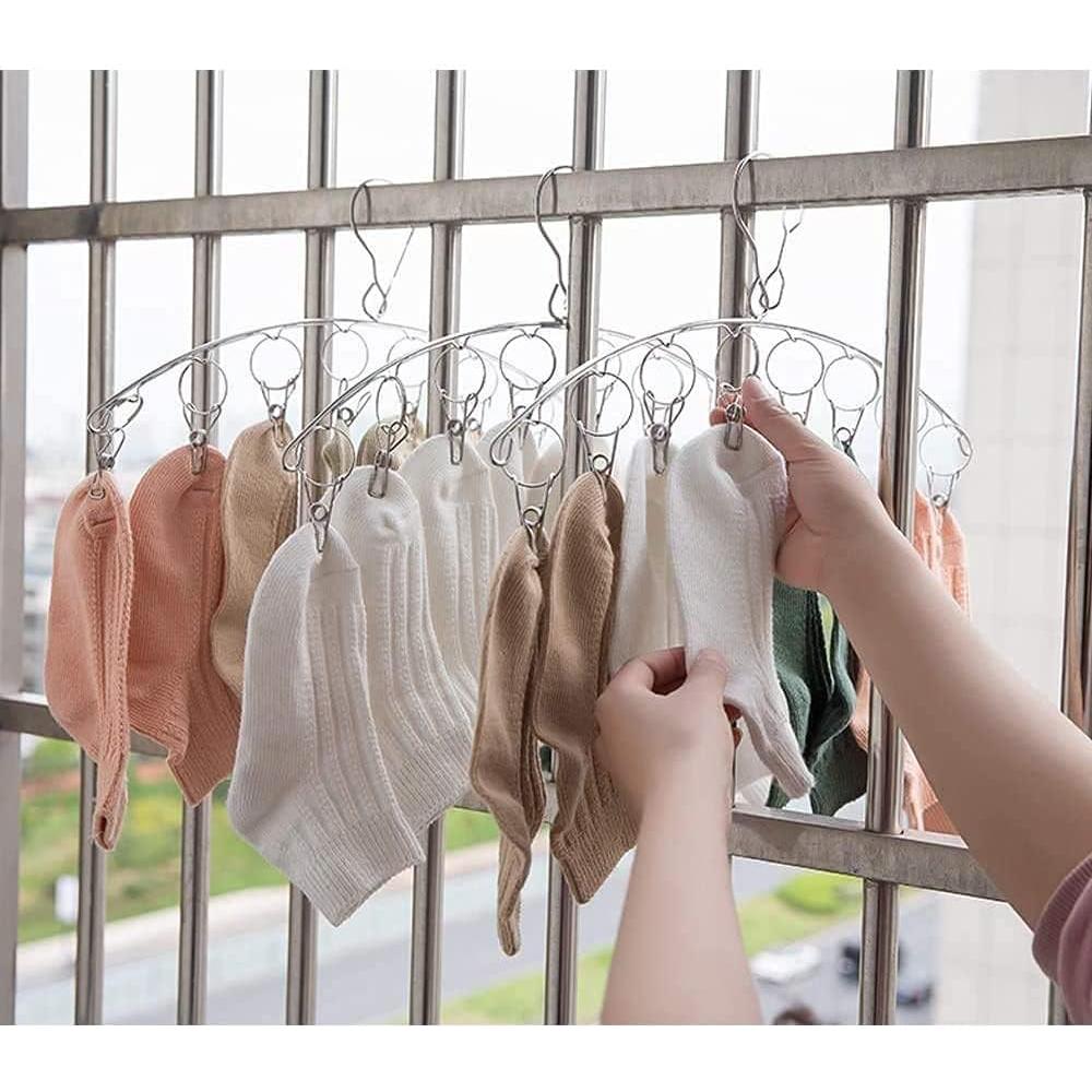 Perchero con 10 Clips WudTus Acero Inoxidable 4 Paquete