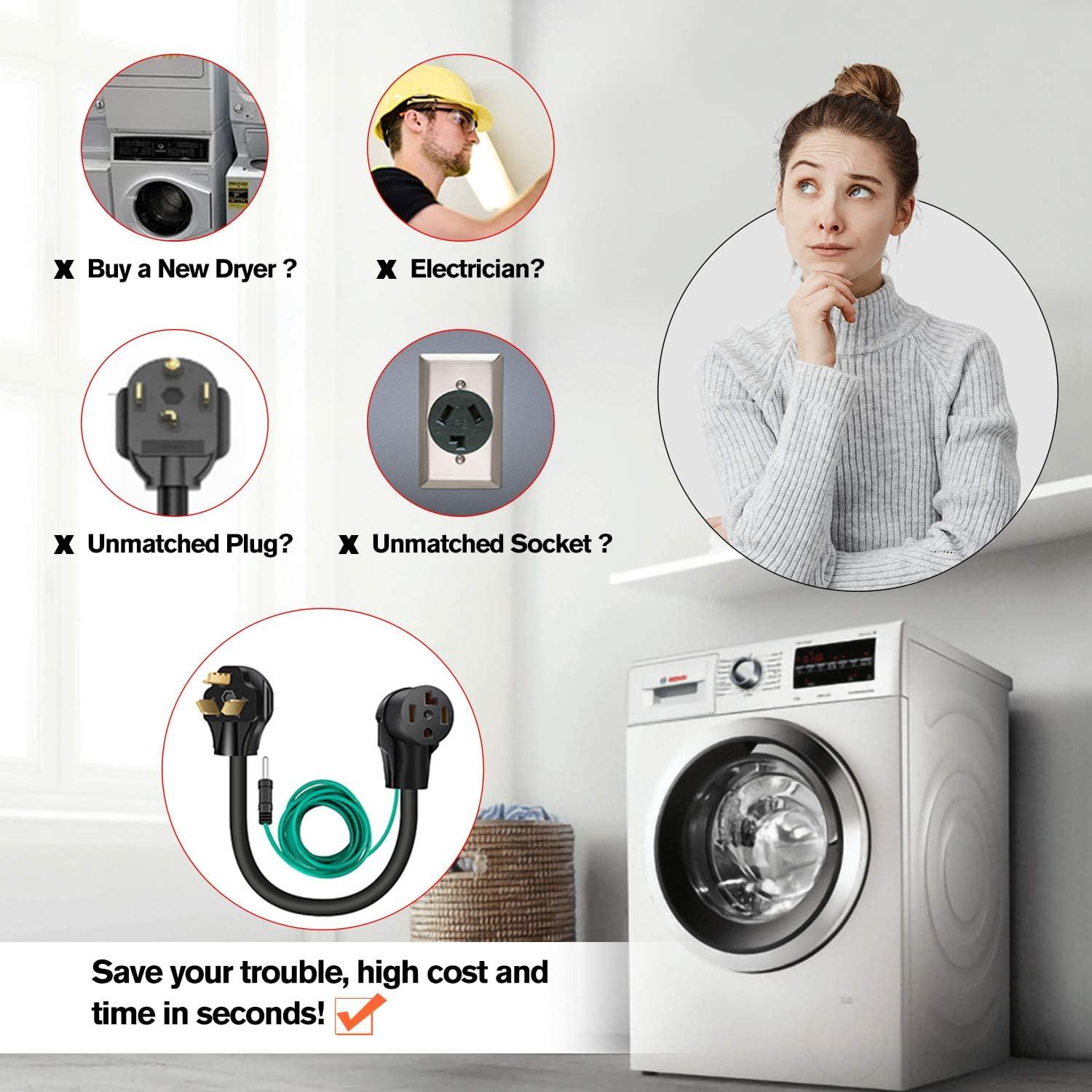 Adaptador Secadora WELLUCK 4 a 3 Patas 1.5m 30A 250V