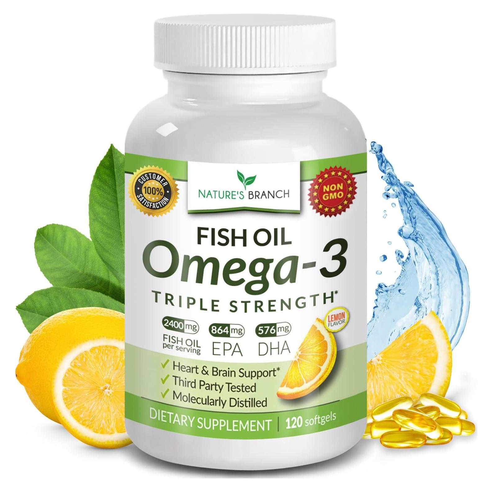 Cápsulas de Aceite de Pescado Omega 3 Nature's Branch 2400mg