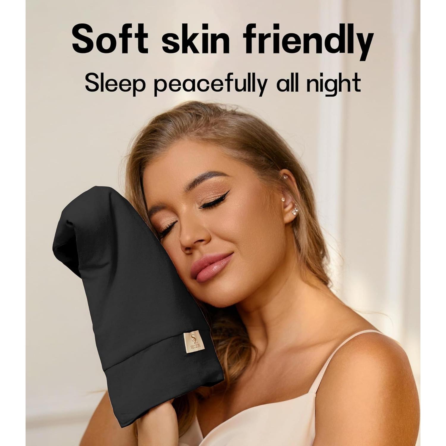 Gorro de Dormir de Satén SECZIPE 2pcs Ajustable Unisex