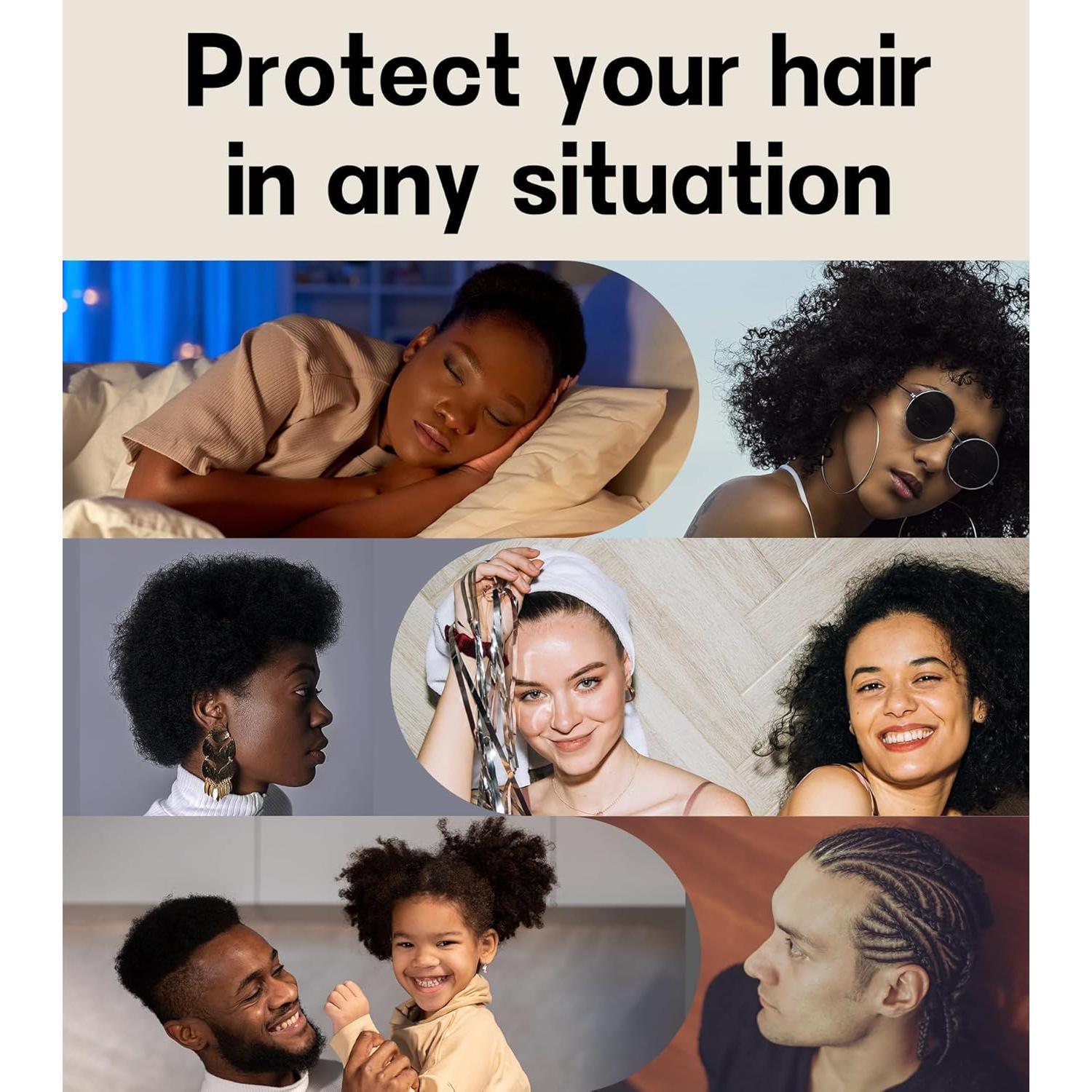 Gorro de Dormir de Satén SECZIPE 2pcs Ajustable Unisex