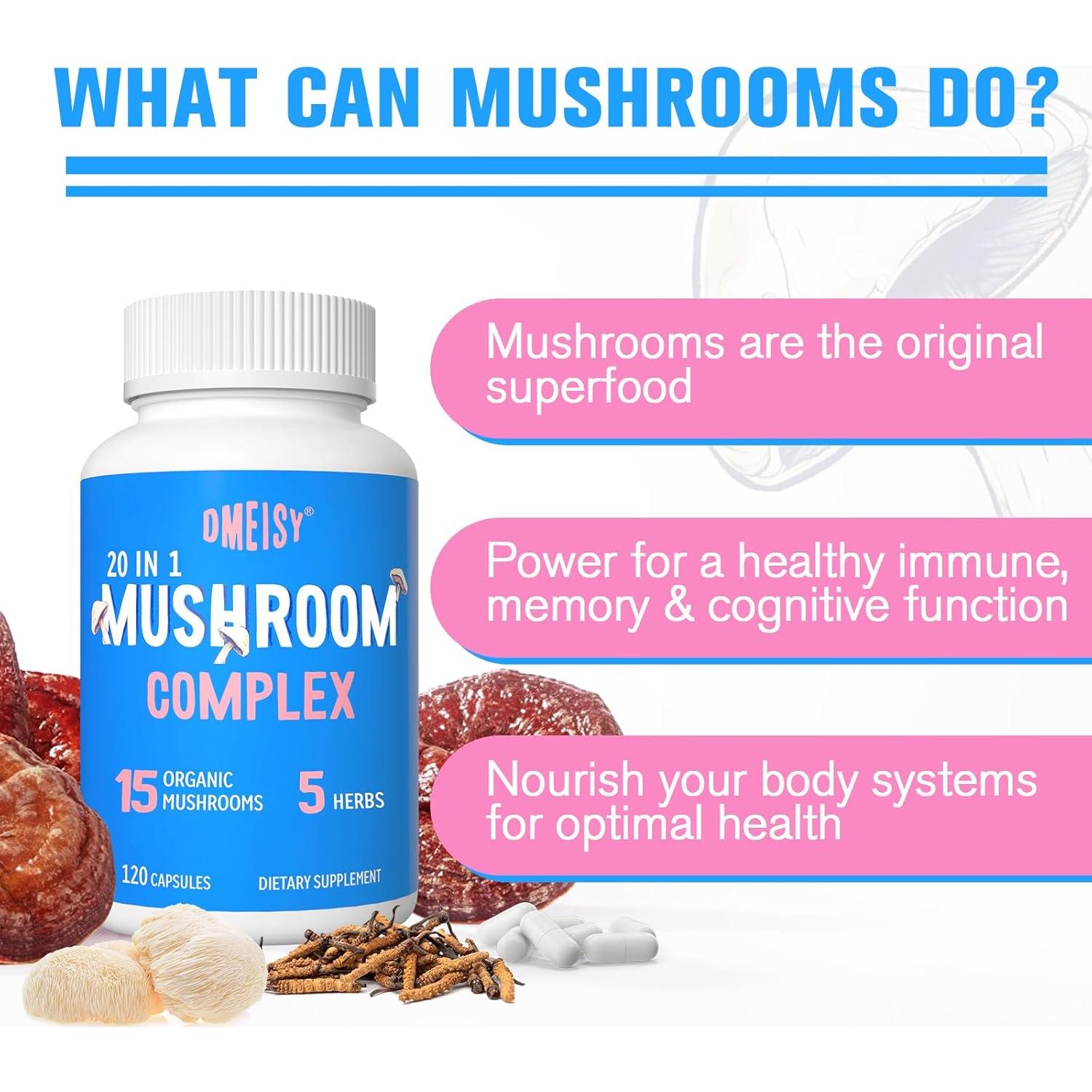 Suplemento de Champiñón Dmeisy 2600mg 120 Cápsulas