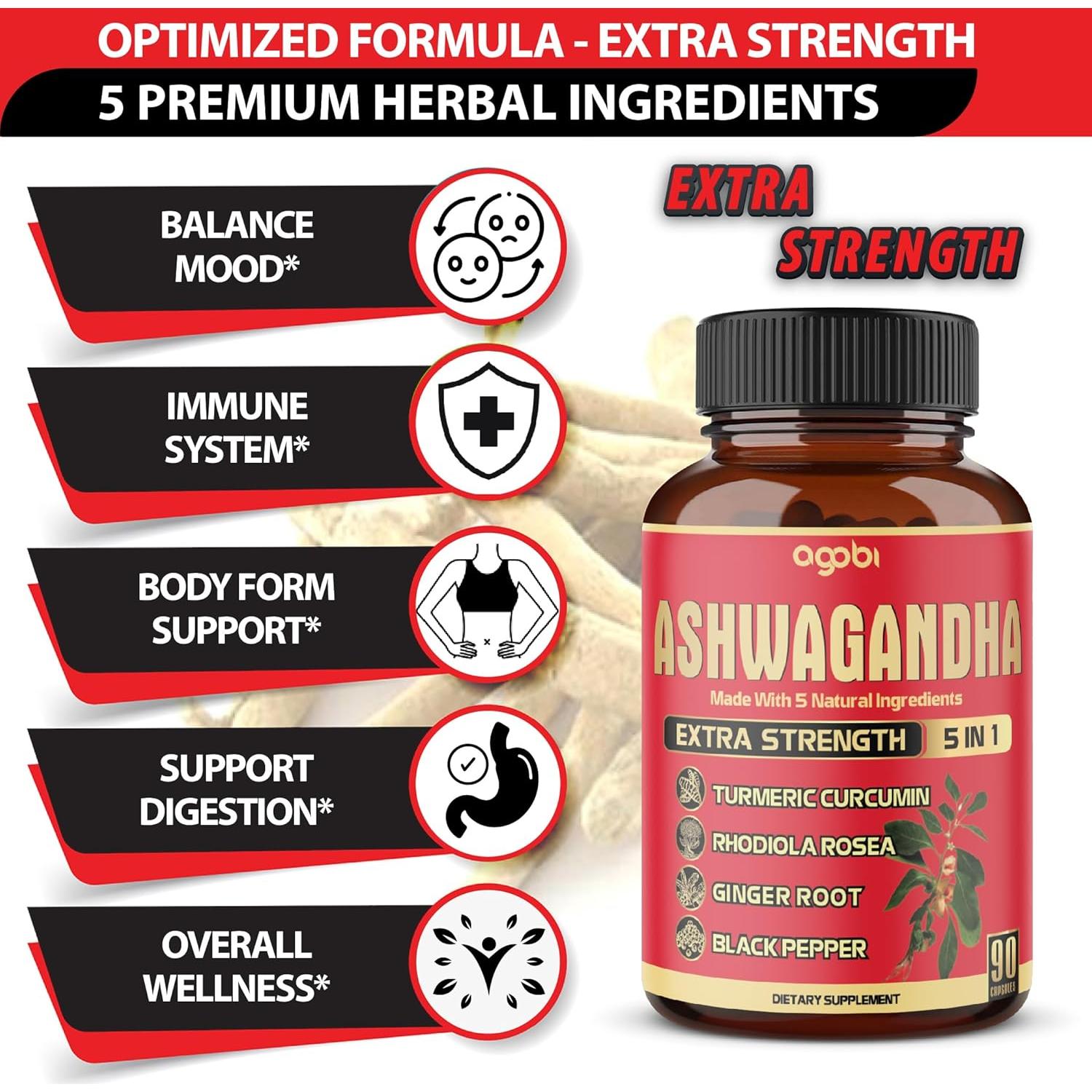 90 Cápsulas Veganas de Suplemento Ashwagandha Agobi