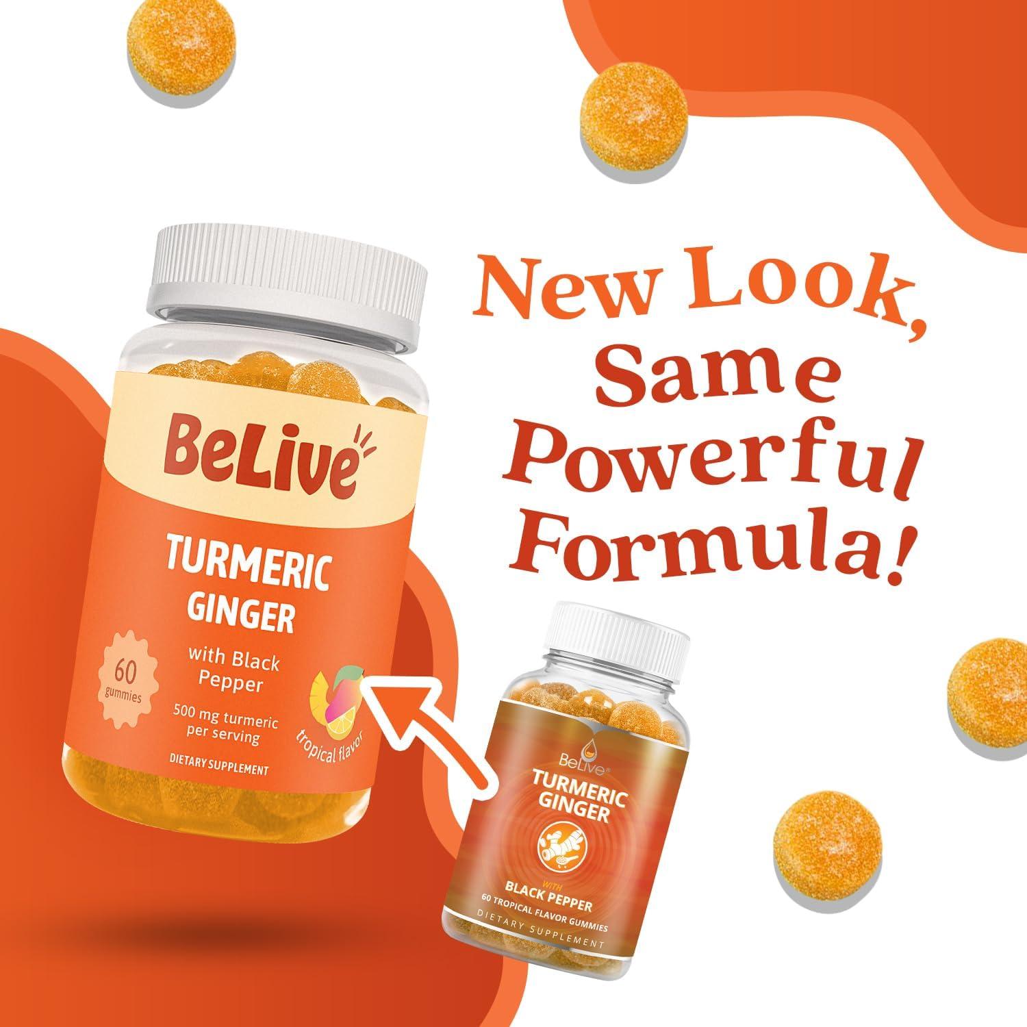 Gomitas de Cúrcuma BeLive con Jengibre y Pimienta Negra - 60 Unidades