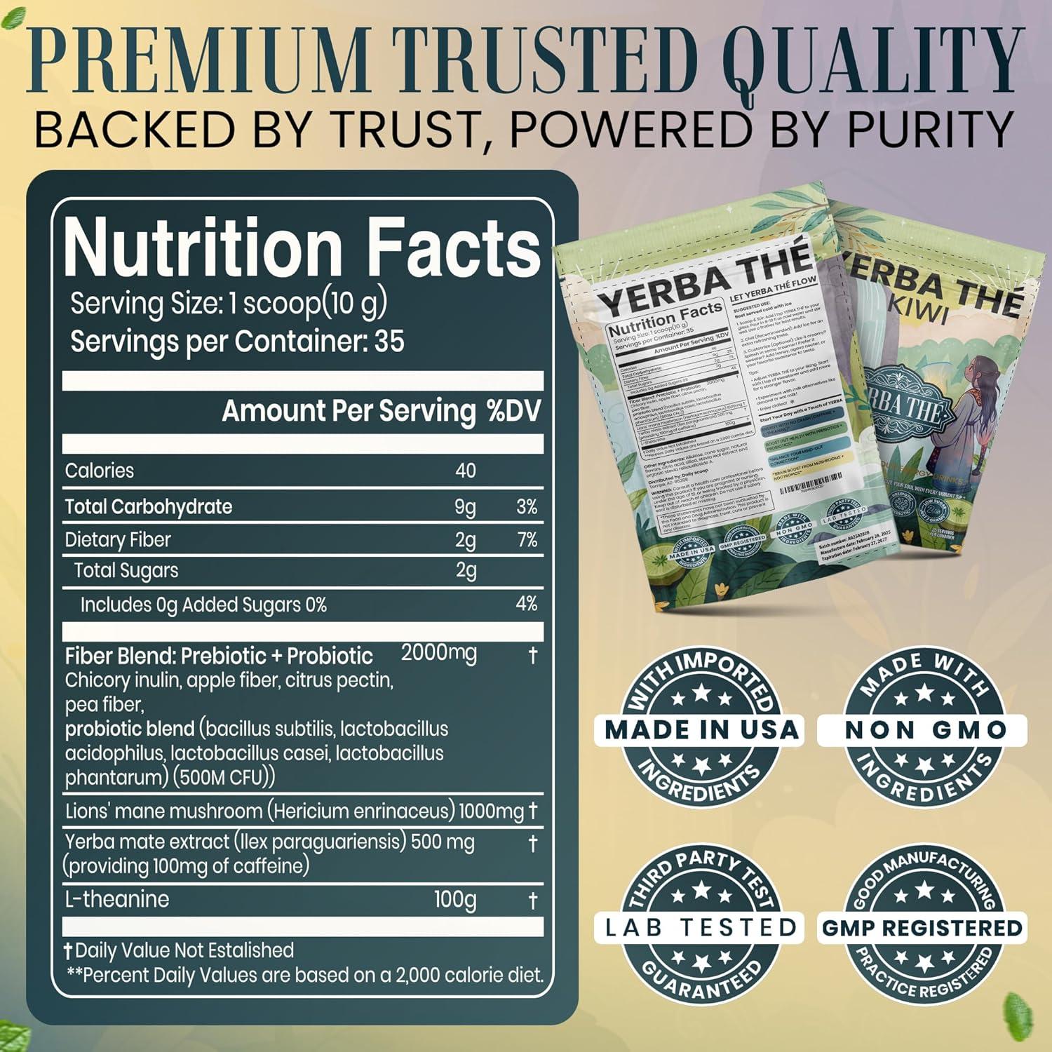 Polvo de Té de Yerba Mate Diosa Antigua 350g Sabor Kiwi