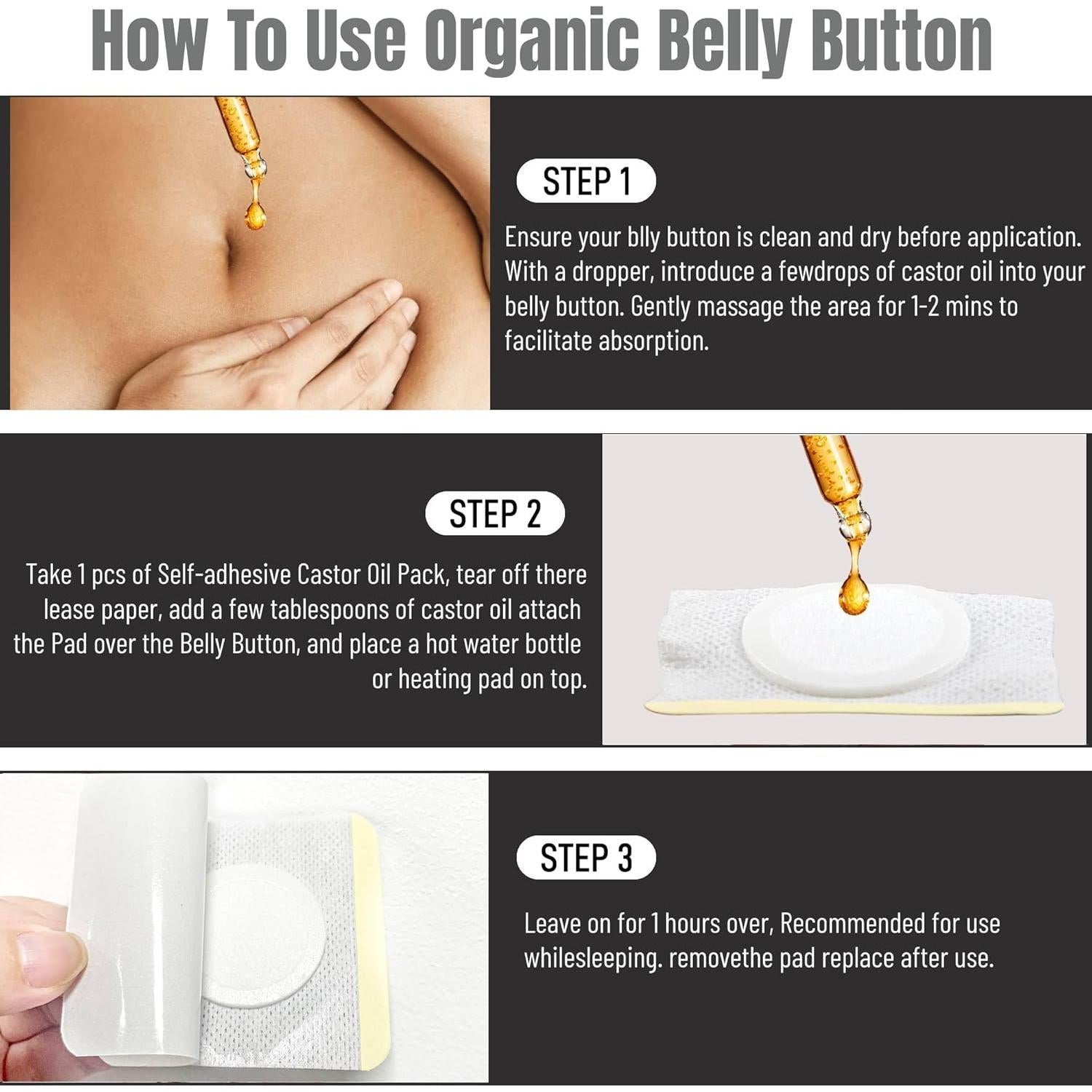 10 Piezas Paquete de Aceite de Ricino Autoadhesivo Pedobi