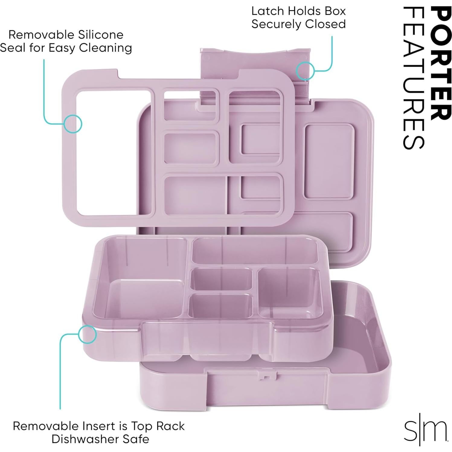Caja Bento Simple Modern 30oz Niebla Lavanda - 5 Compartimentos