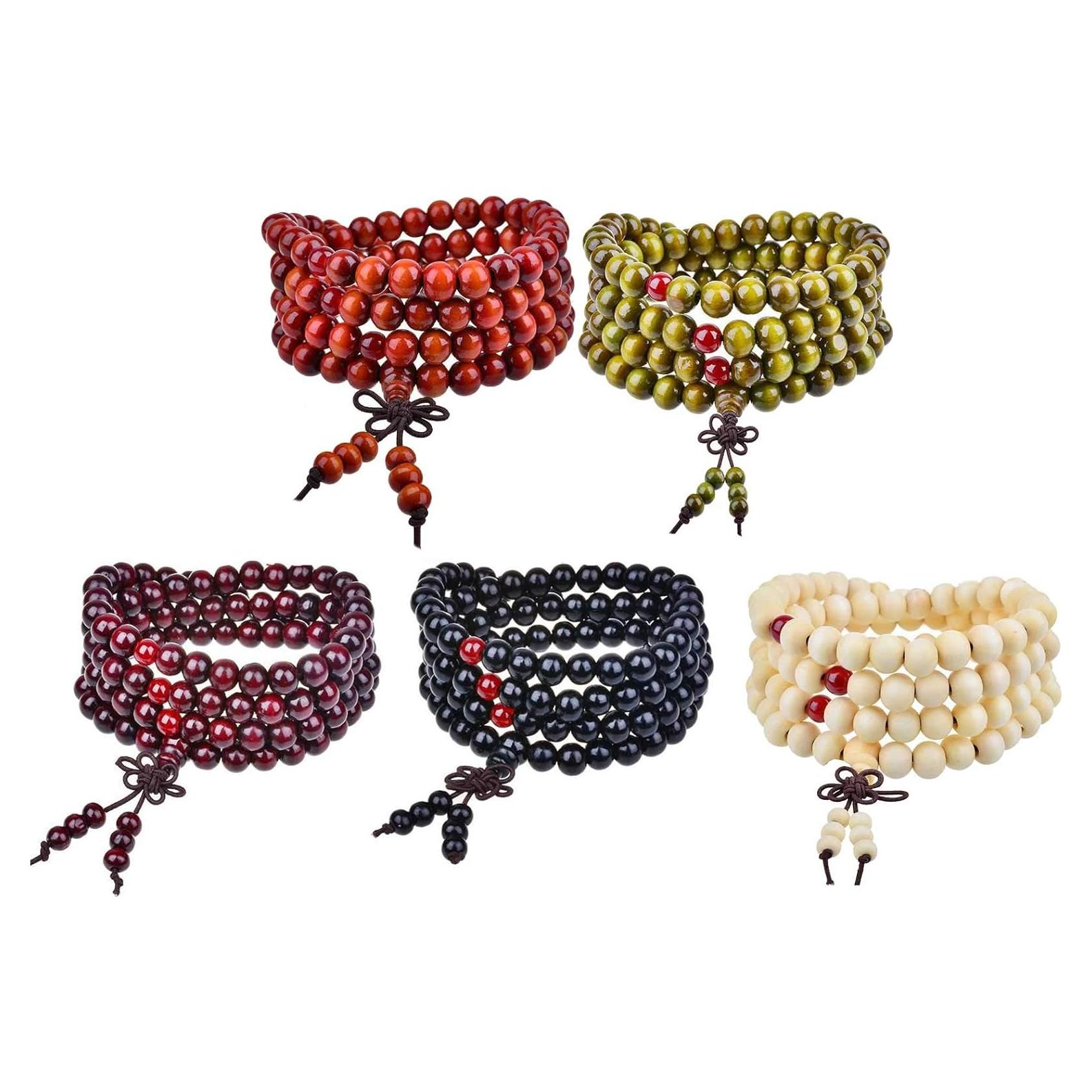 Pulsera de Sándalo Natural 108 Perlas 8mm para Meditación