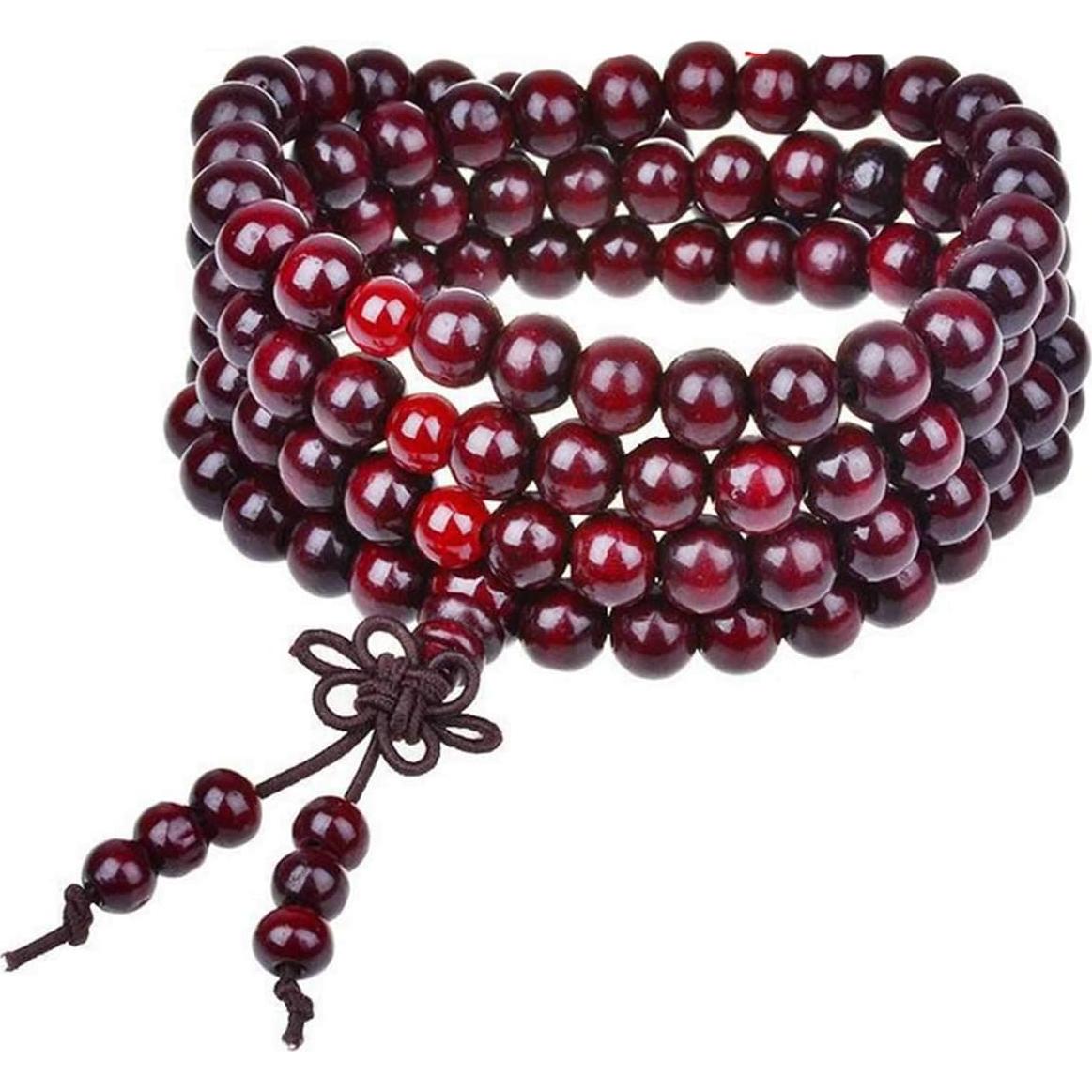 Pulsera de Sándalo Natural 108 Perlas 8mm para Meditación