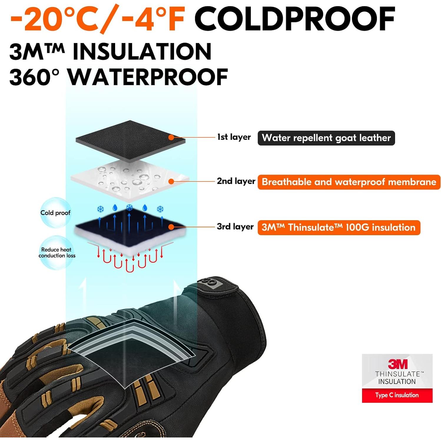 Guantes Mecánicos Impermeables Laborsing GA8954FW Talla S Marrón