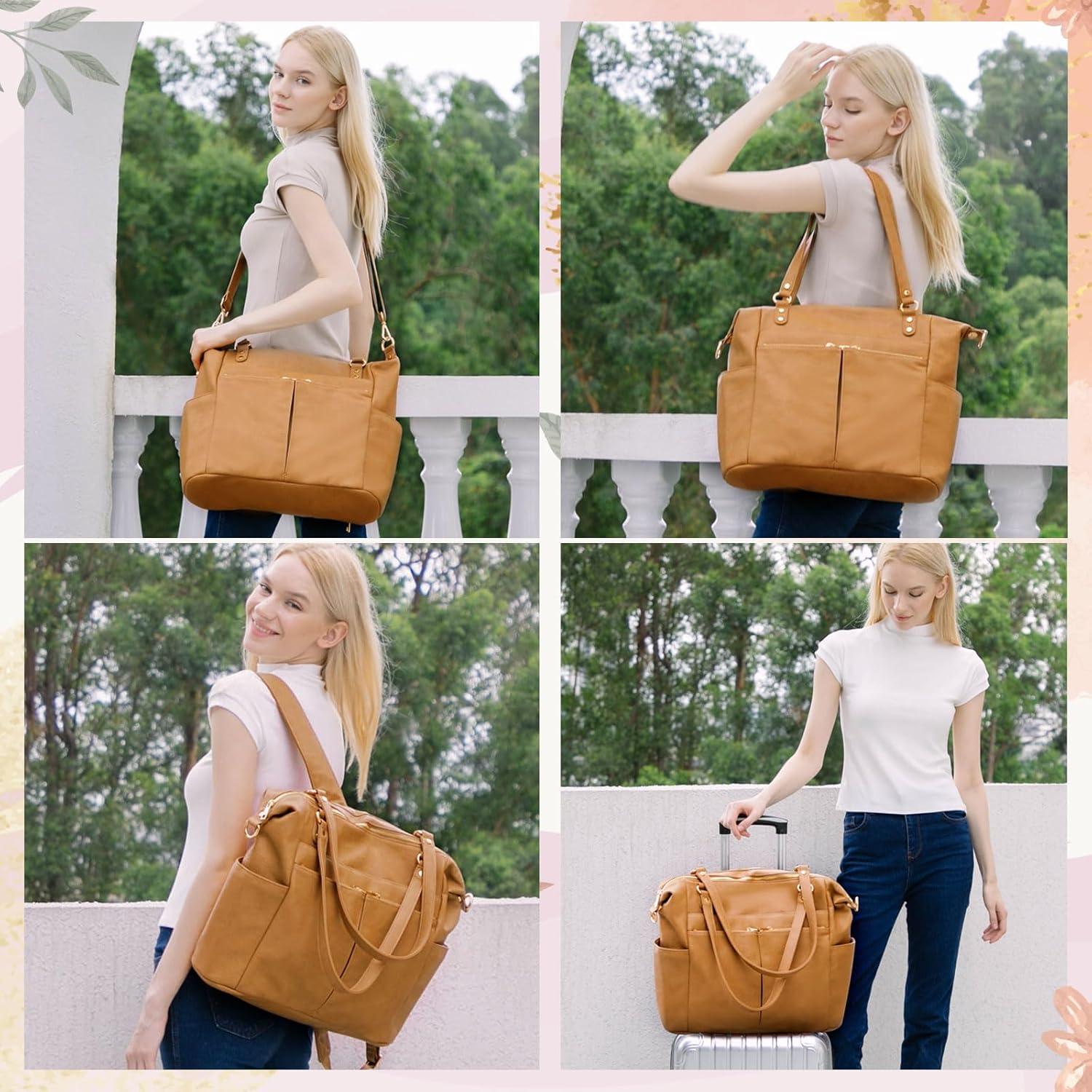 Mochila de Pañales MOMINSIDE Cuero Vegano 14 Bolsillos Galleta