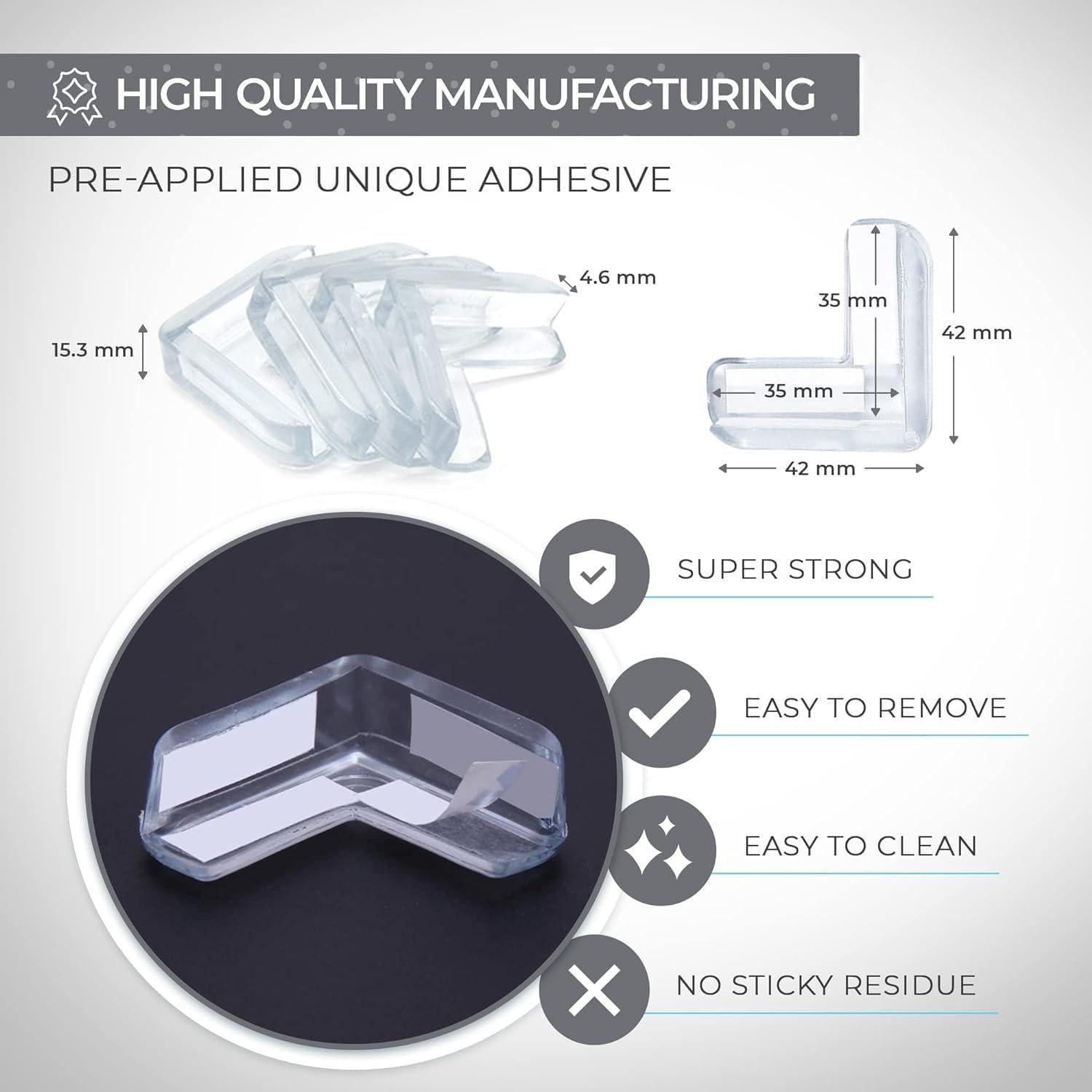 Protectores de Esquinas WENPENG L Transparentes 12 Piezas