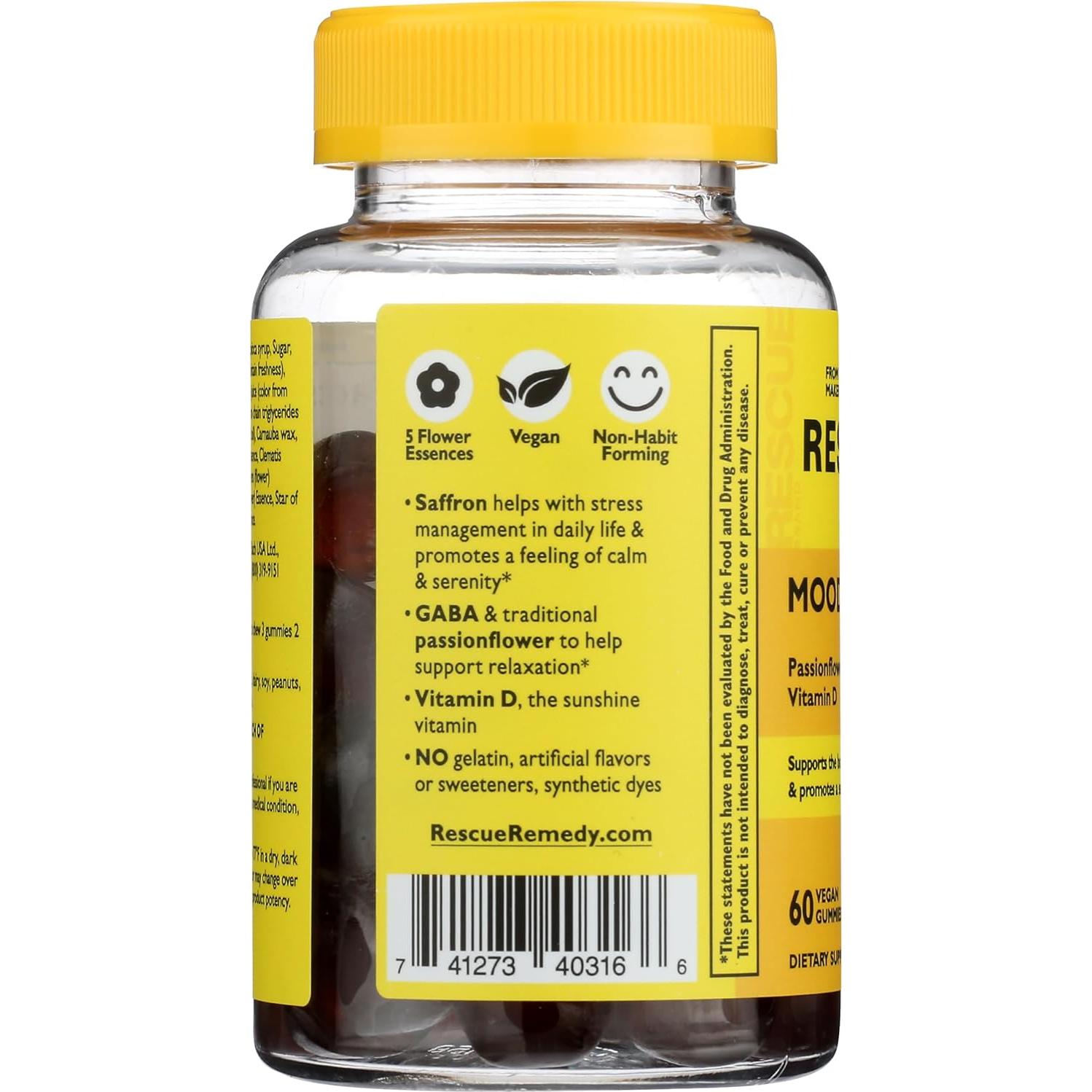 Gomas de Apoyo Bach Rescue Plus para Estrés y Ánimo, 60 Unidades