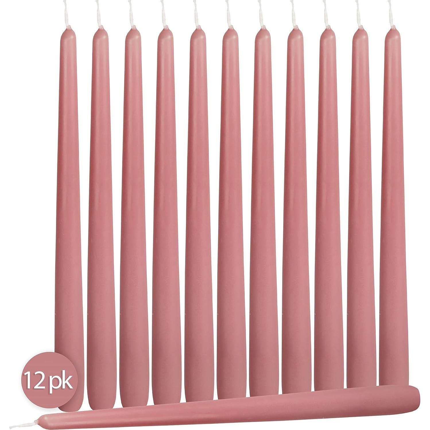 Hyoola Velas Taper Altas Rosa Pink 12 Unidades 25.4 cm Sin Goteo